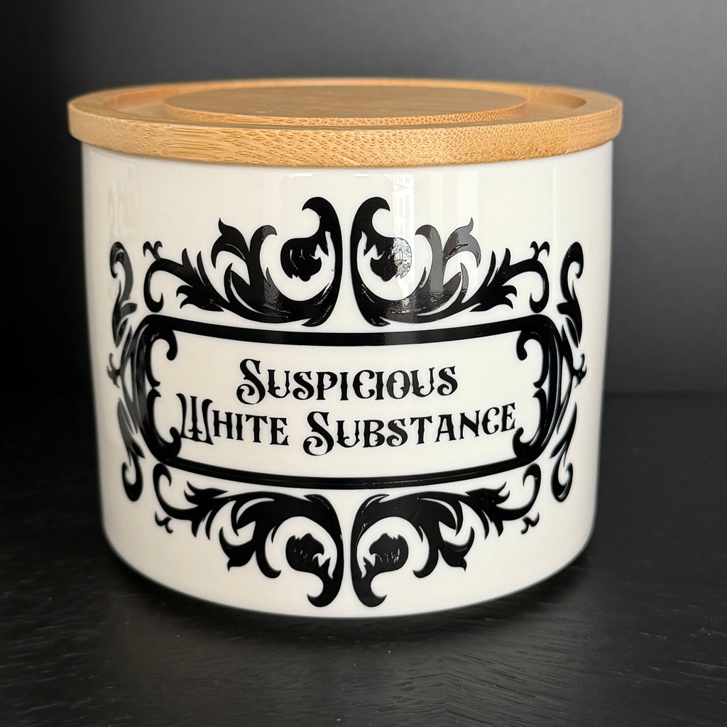 Gothic Kitchen Canister Set, Emotional Support Tea, Nightmare Before Coffee & Suspicious White Substance, Tea Coffee Sugar