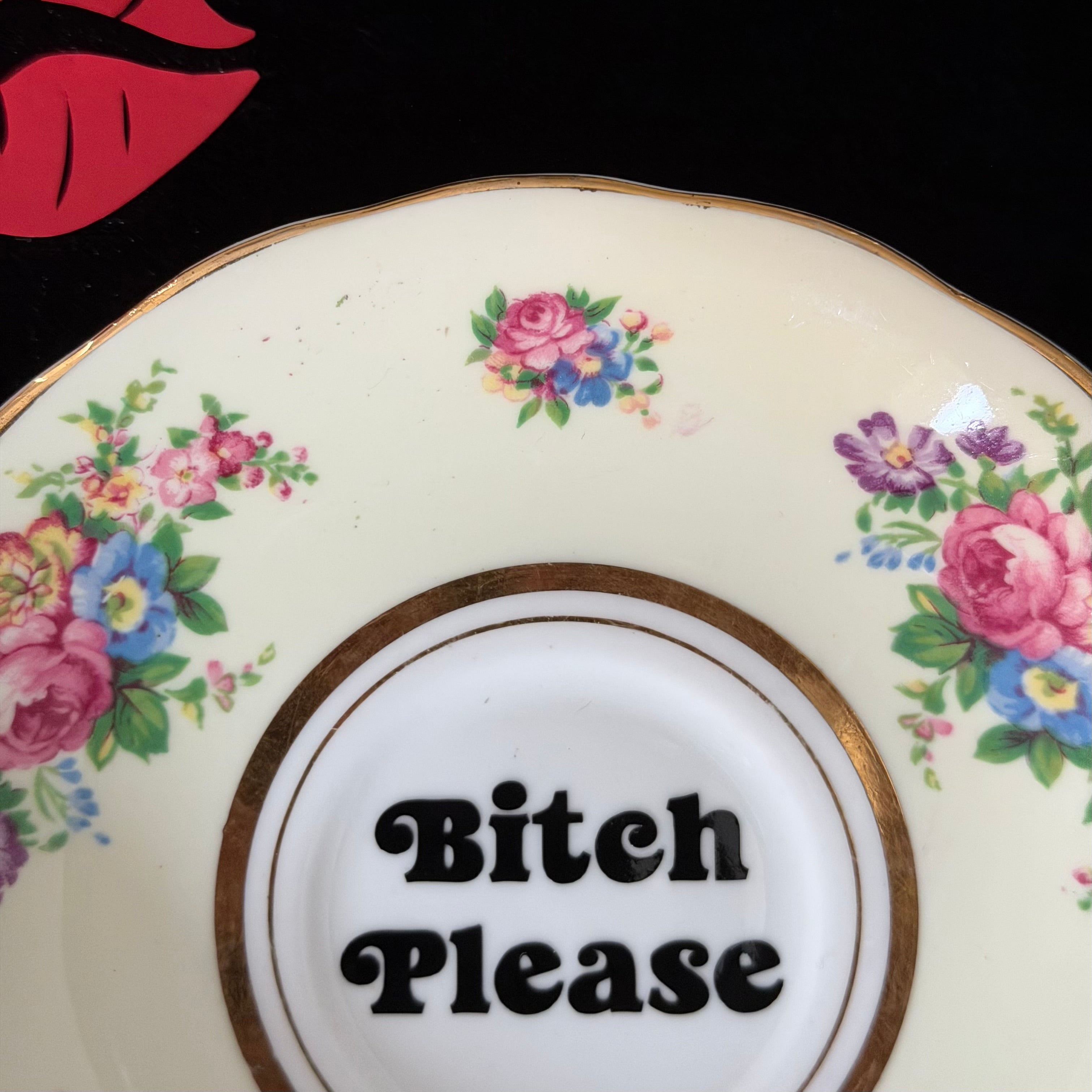"Bitch Please" Vintage Bone China Decorative Plate | Sweary Gift | Sassy Swears