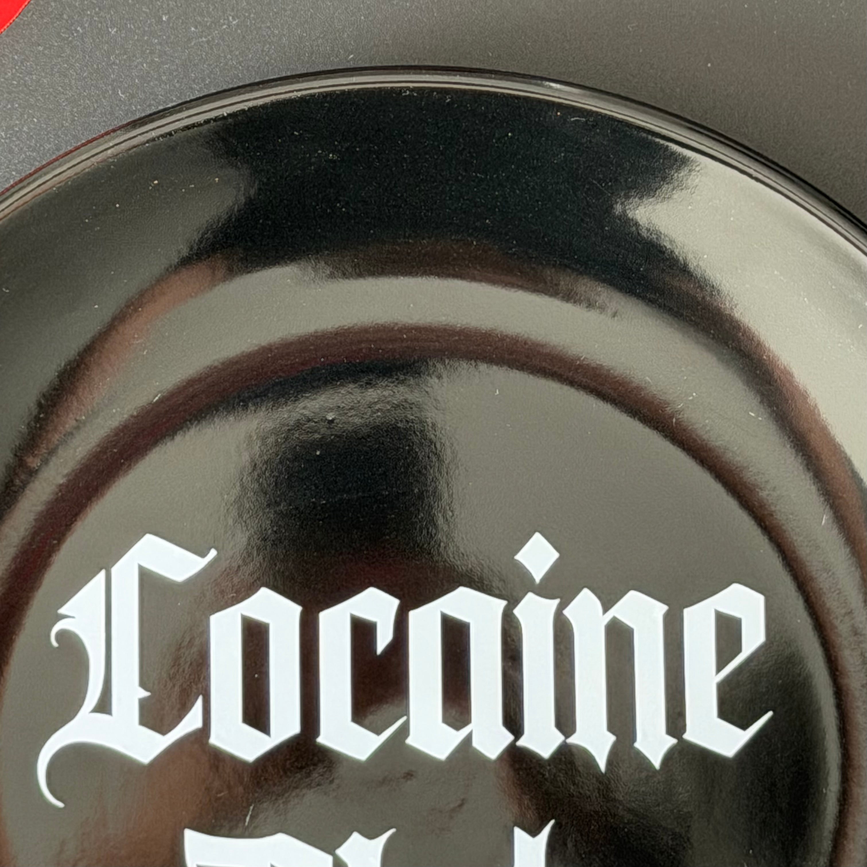 Cocaine Plate, Black Ceramic Plate Decorative Gothic Font