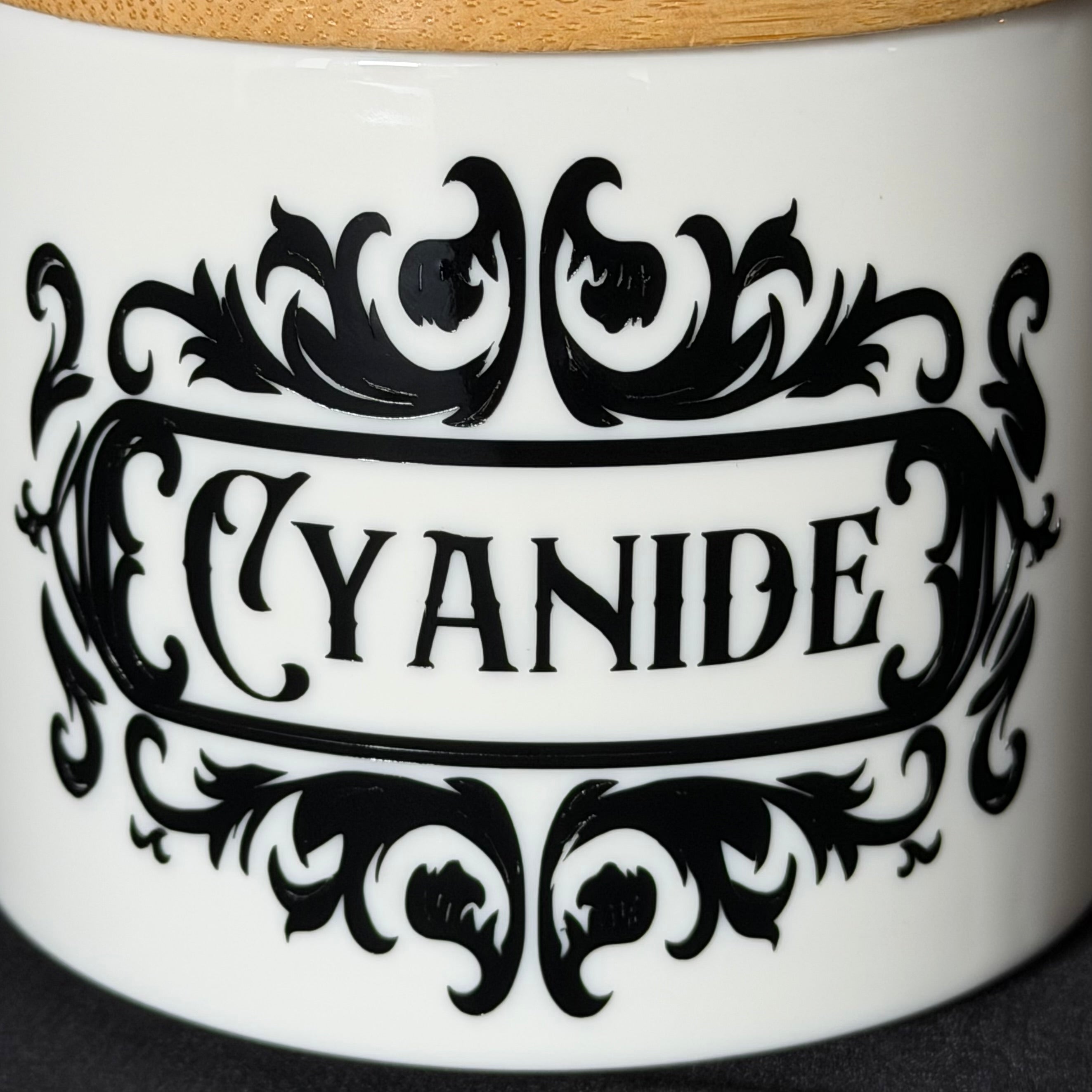 Funny Statement Storage Canister Cyanide, Decorative Kitchen Storage Jar, Bold Home Decor, Sassy Swears