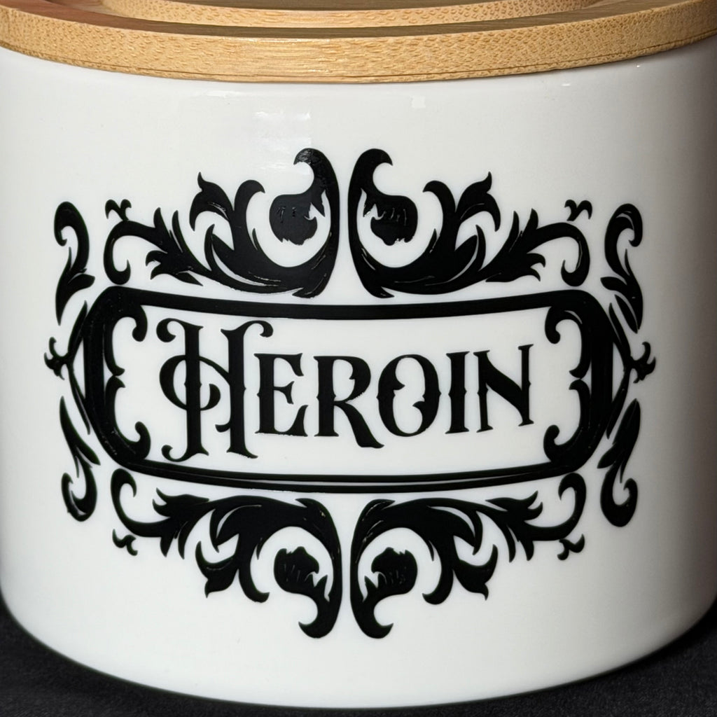 Funny Statement Storage Canister Heroin, Decorative Kitchen Storage Jar, Bold Home Decor, Sassy Swears