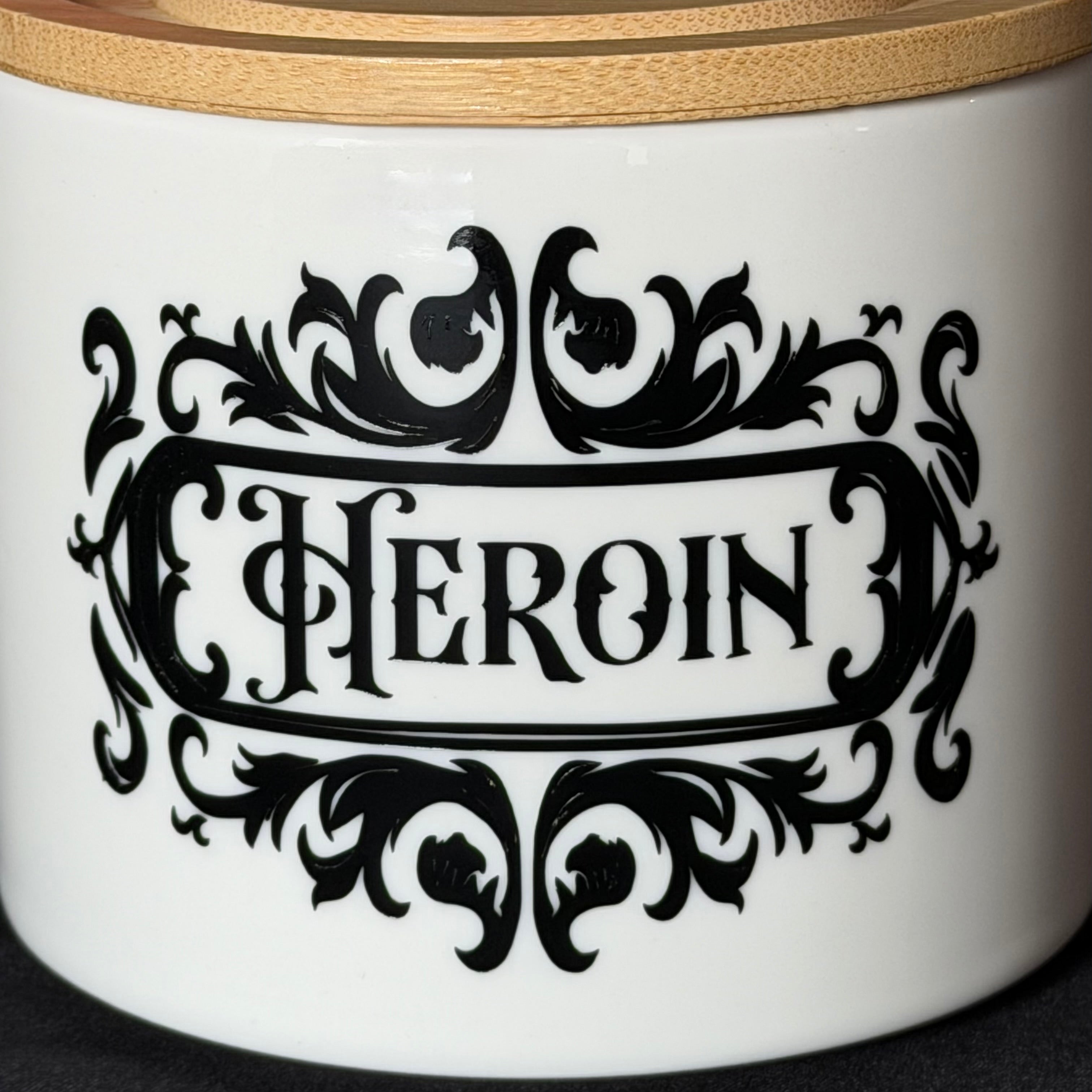Funny Statement Storage Canister Heroin, Decorative Kitchen Storage Jar, Bold Home Decor, Sassy Swears