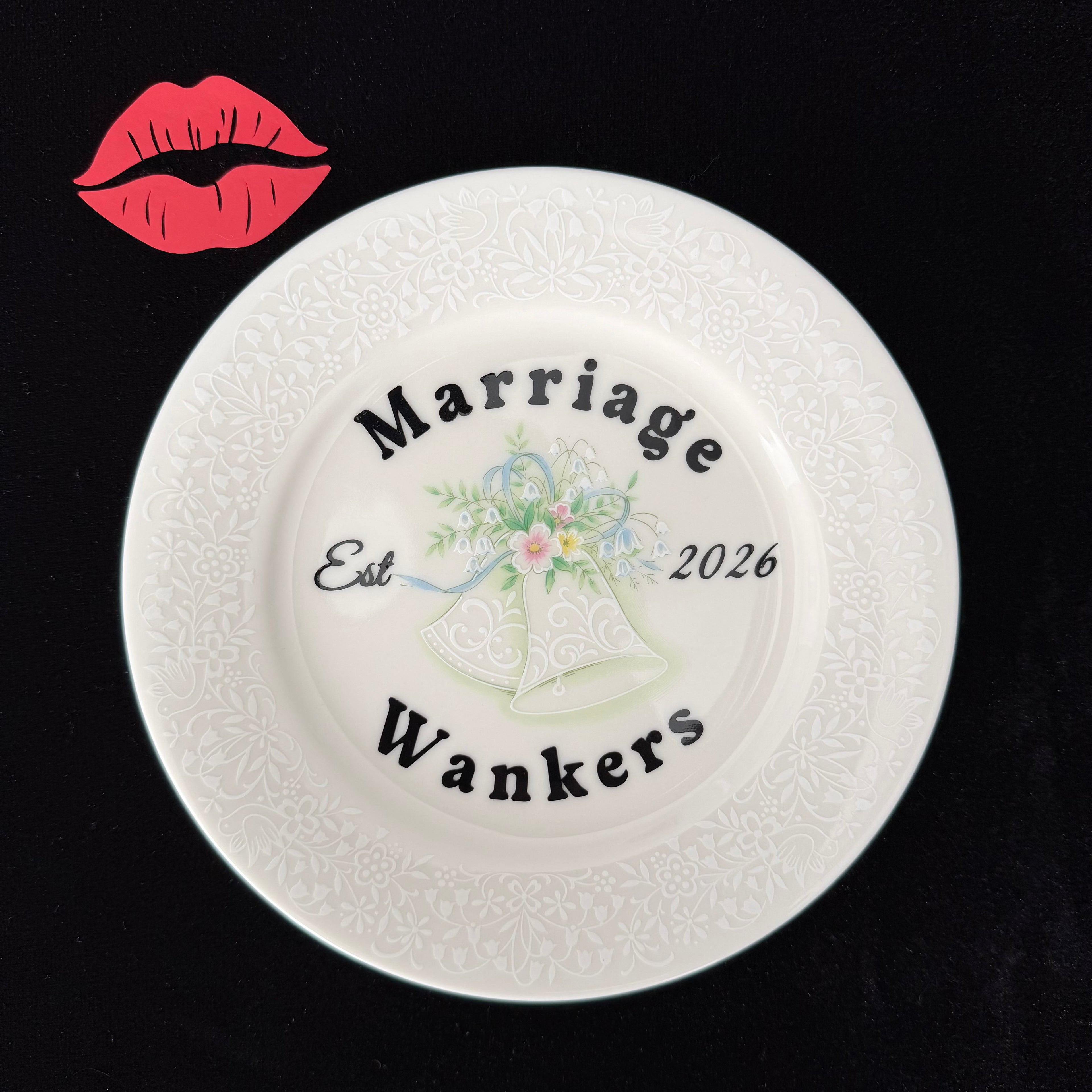 "Marriage Wankers" Personalised Wedding Plate | Funny Sweary Gift