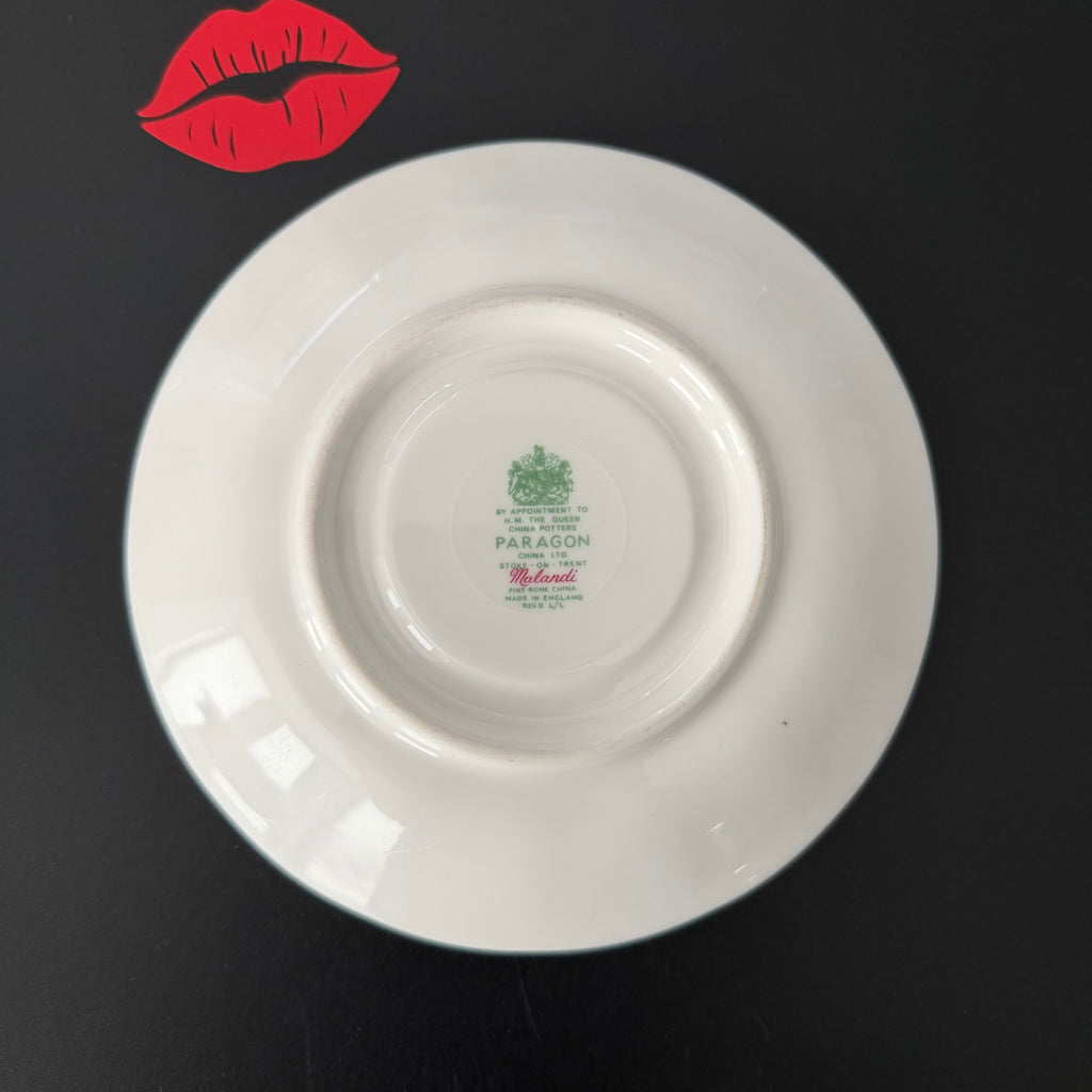 Vintage Paragon Bone China Plate, Sugar Tits, Chrome Rose Gold Vinyl, Floral Plate