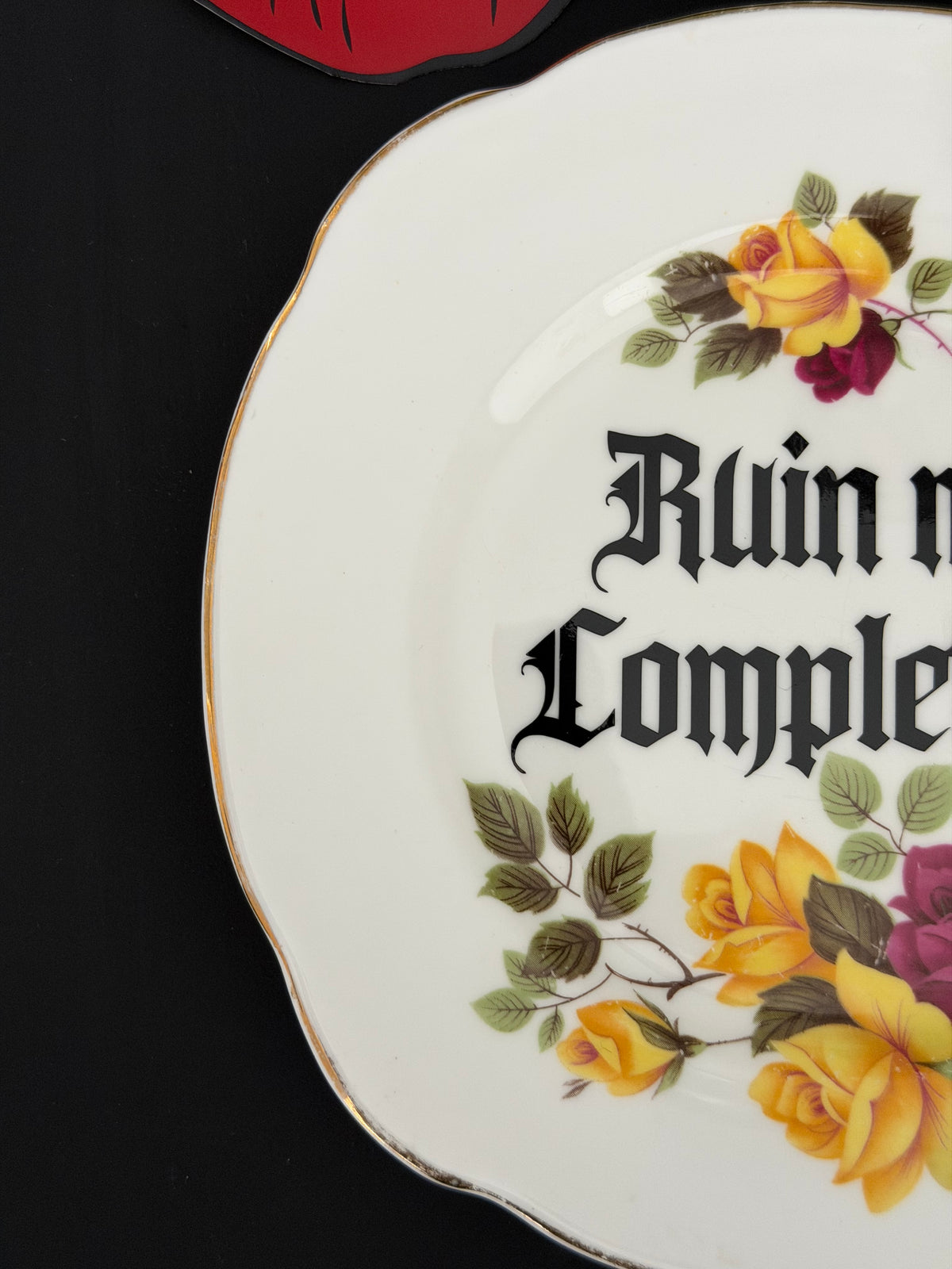 Kiss me Softly / Ruin me Completely - Set of 2 Vintage Royal Imperial Bone China Plates