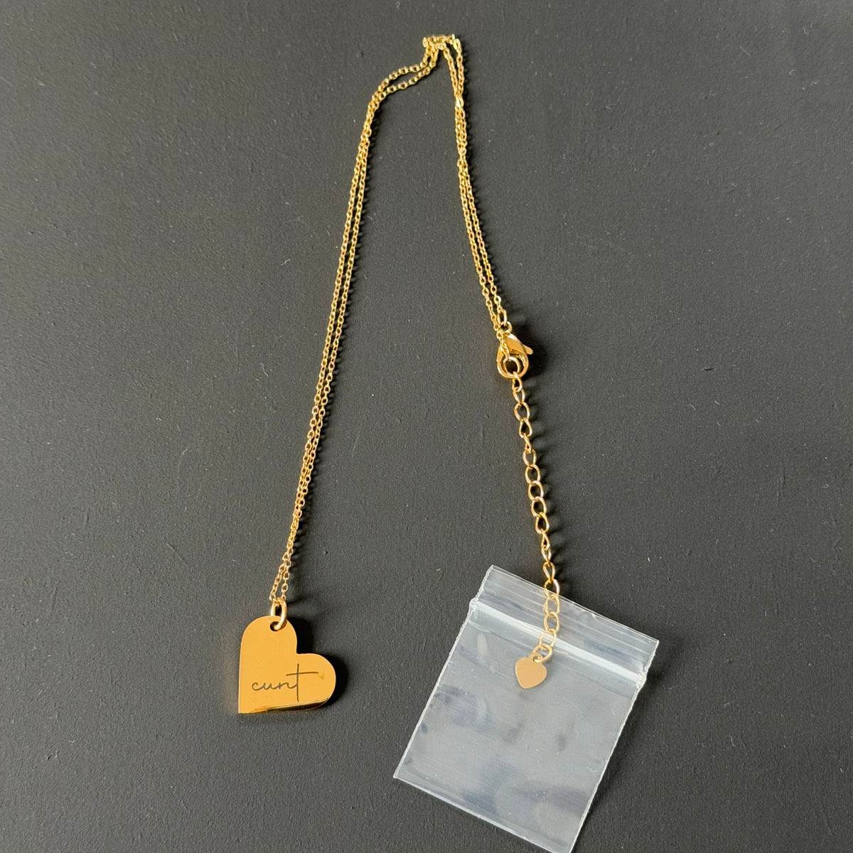 Engraved Cunt Necklace - Gold or Silver, Heart or Round Pendant