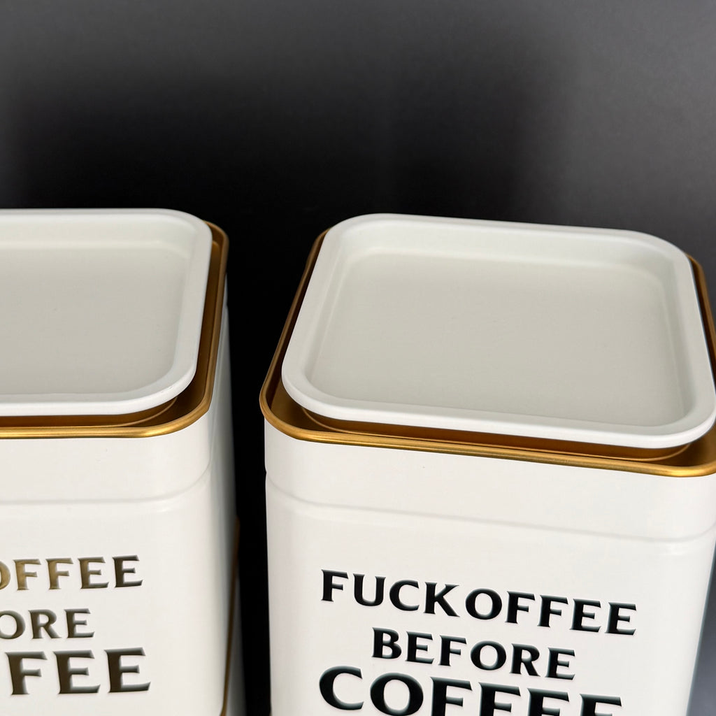 Funny Kitchen Storage Tin Set, Fuckoffee Before Coffee, Cuntea, Sugar Tits, Sweary Tea Coffee Sugar Canisters