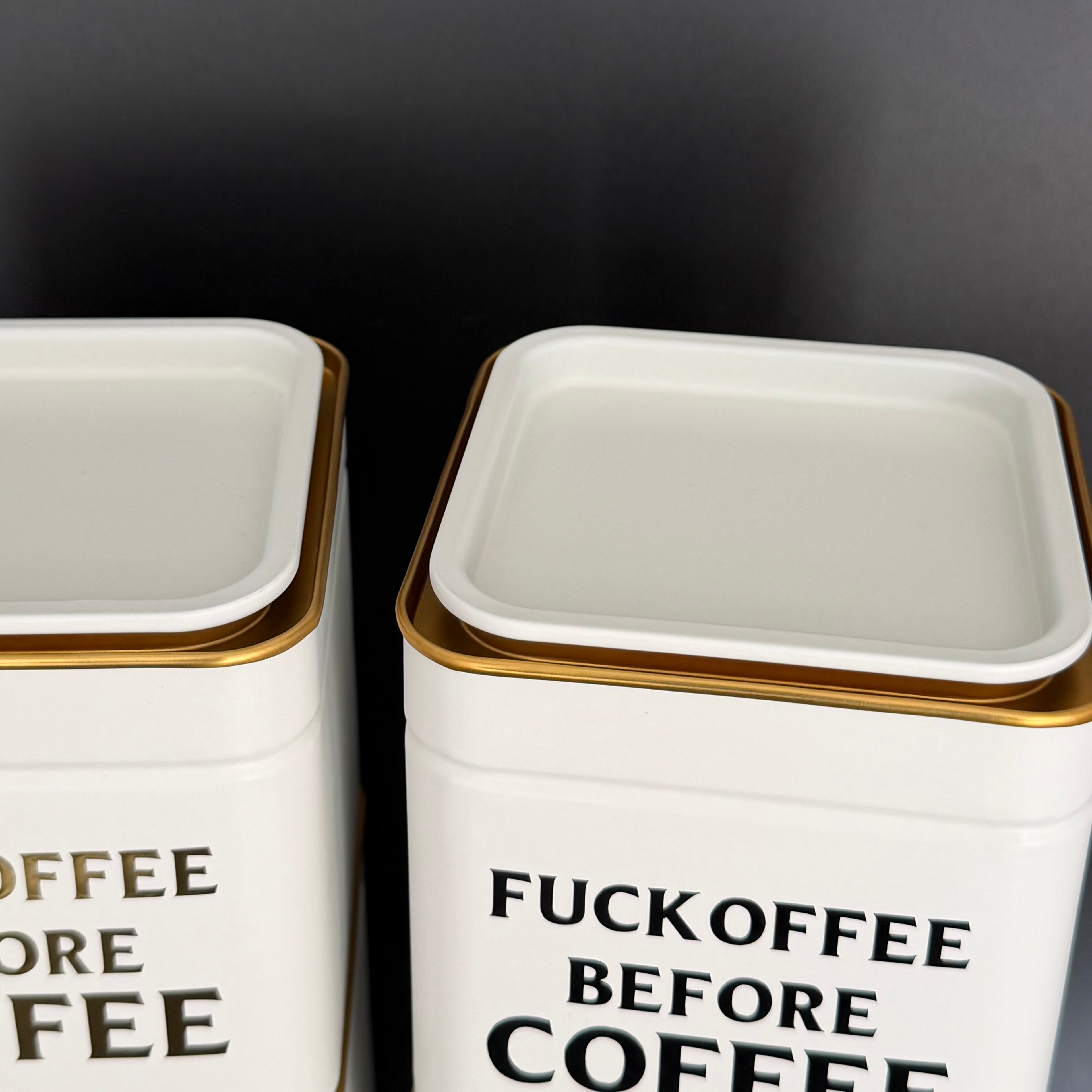 Funny Kitchen Storage Tin Set, Fuckoffee Before Coffee, Cuntea, Sugar Tits, Sweary Tea Coffee Sugar Canisters