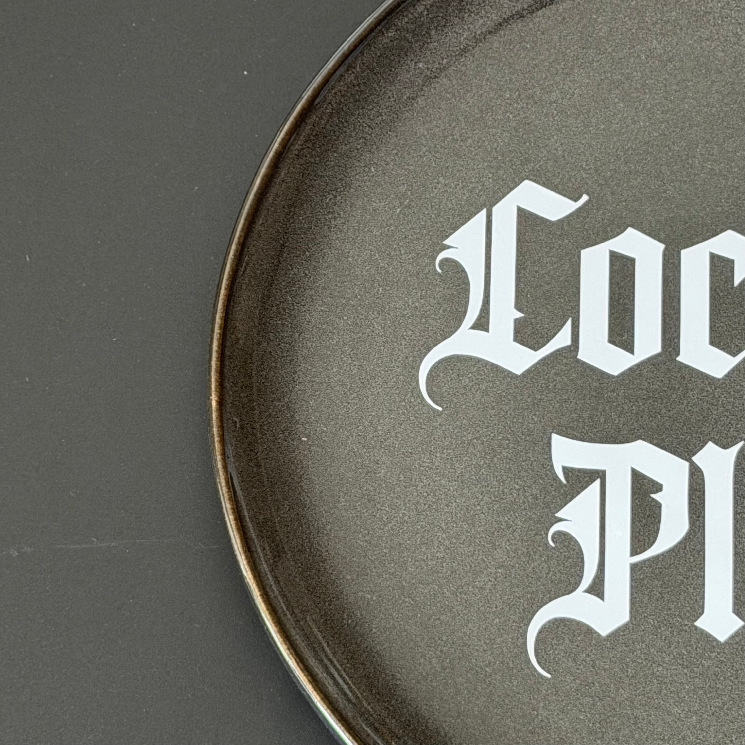 Cocaine Plate, Black Ceramic Plate Decorative Gothic Font