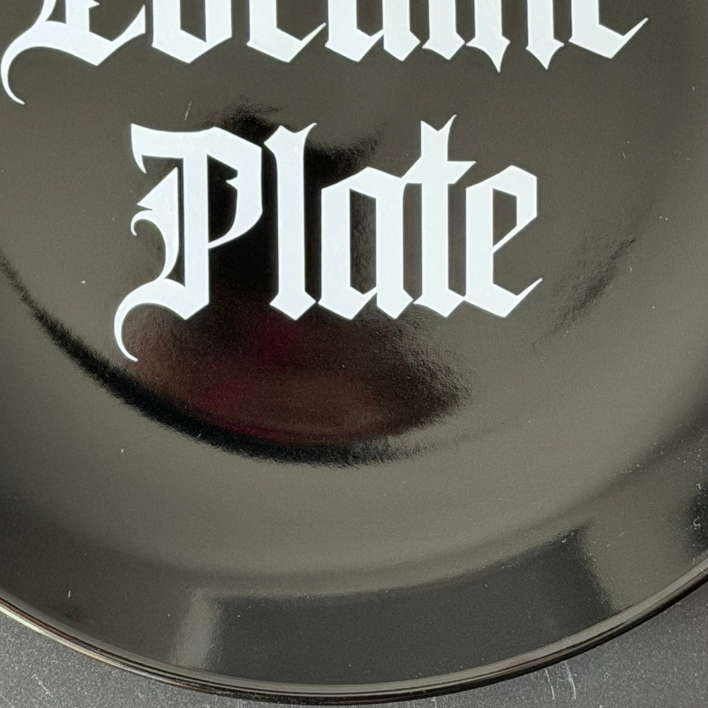 Cocaine Plate, Black Ceramic Plate Decorative Gothic Font