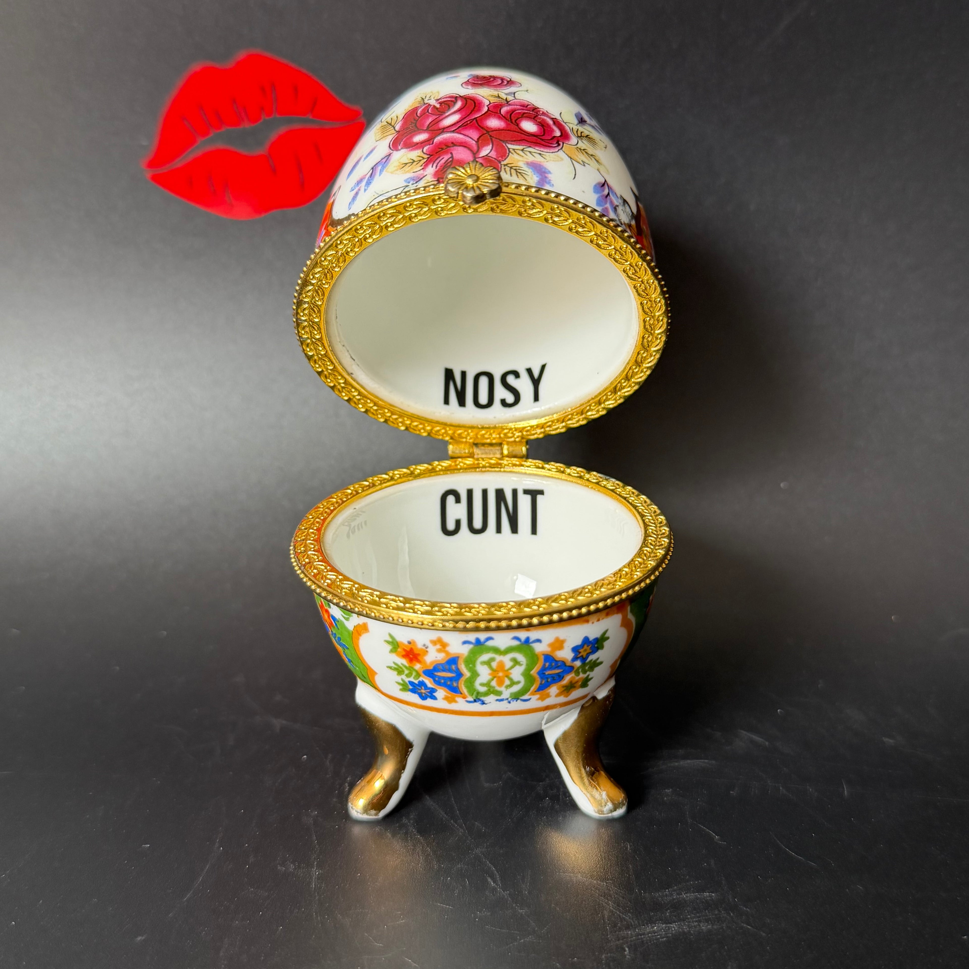 Nosy Cunt Vintage Porcelain Egg Trinket Box