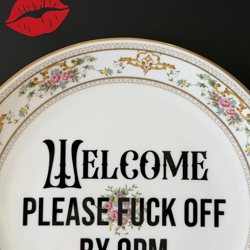 Welcome, Please Fuck Off by 9PM Decorative Bone China Serving Plate