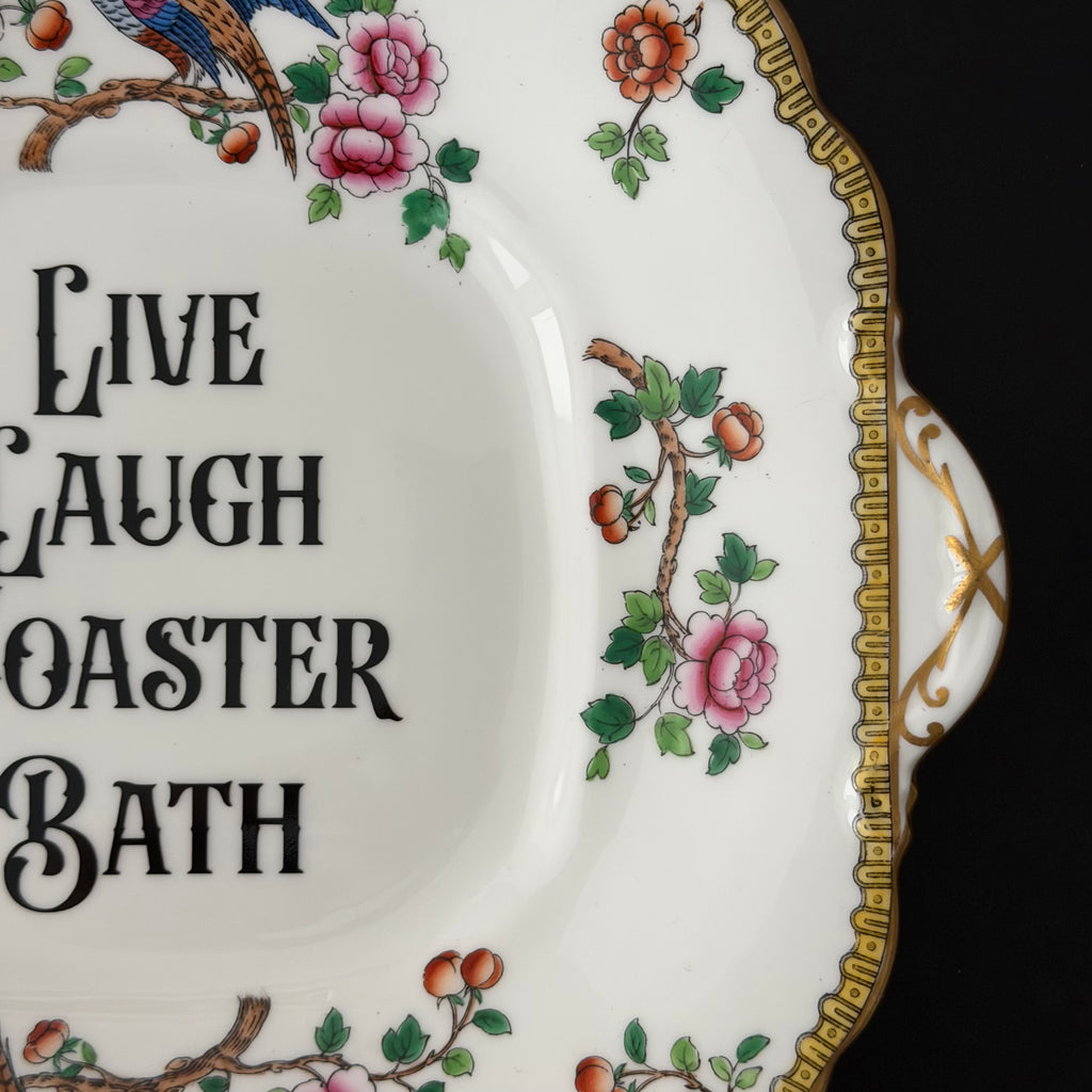 Live Laugh Toaster Bath Vintage Aynsley Bone China Large Plate