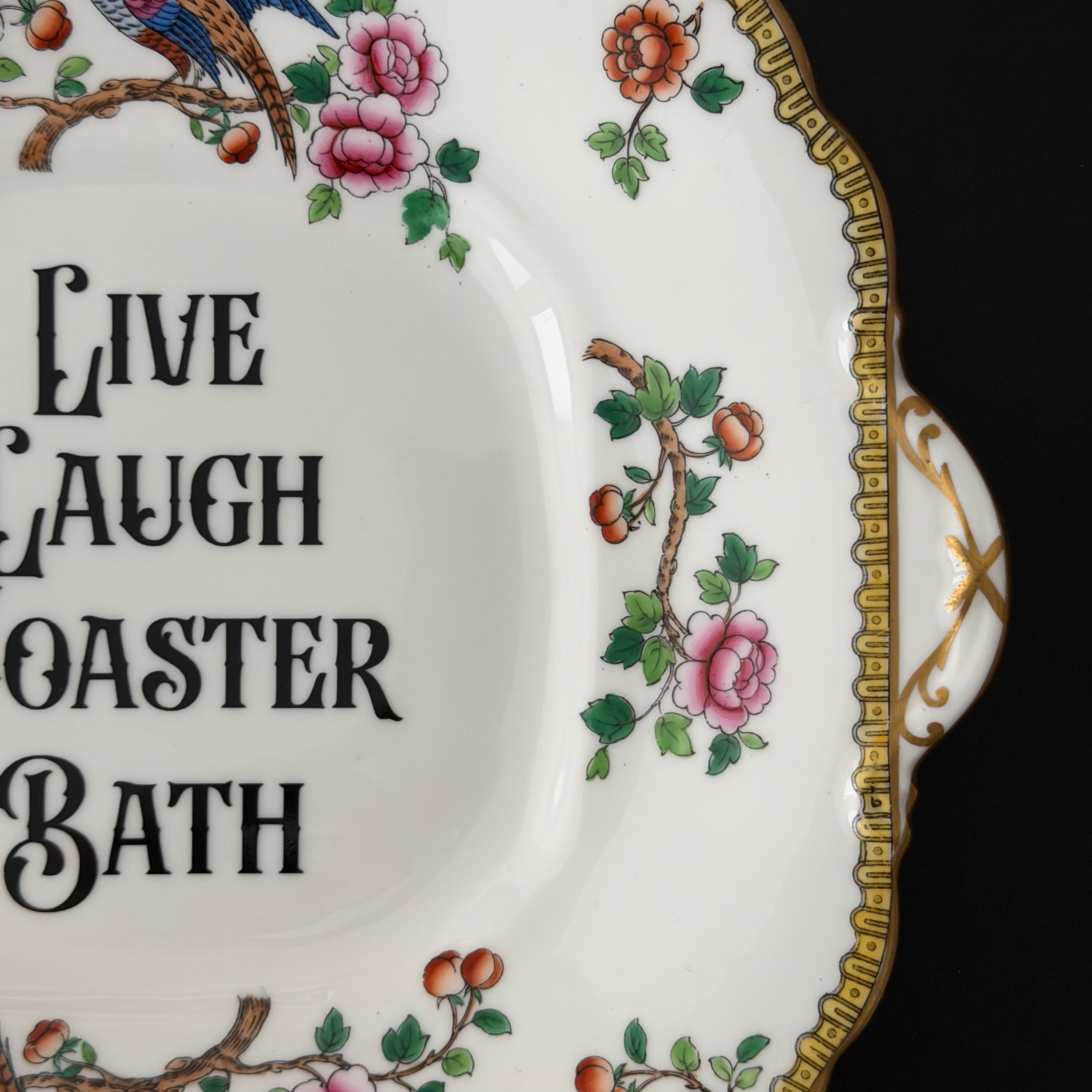 Live Laugh Toaster Bath Vintage Aynsley Bone China Large Plate