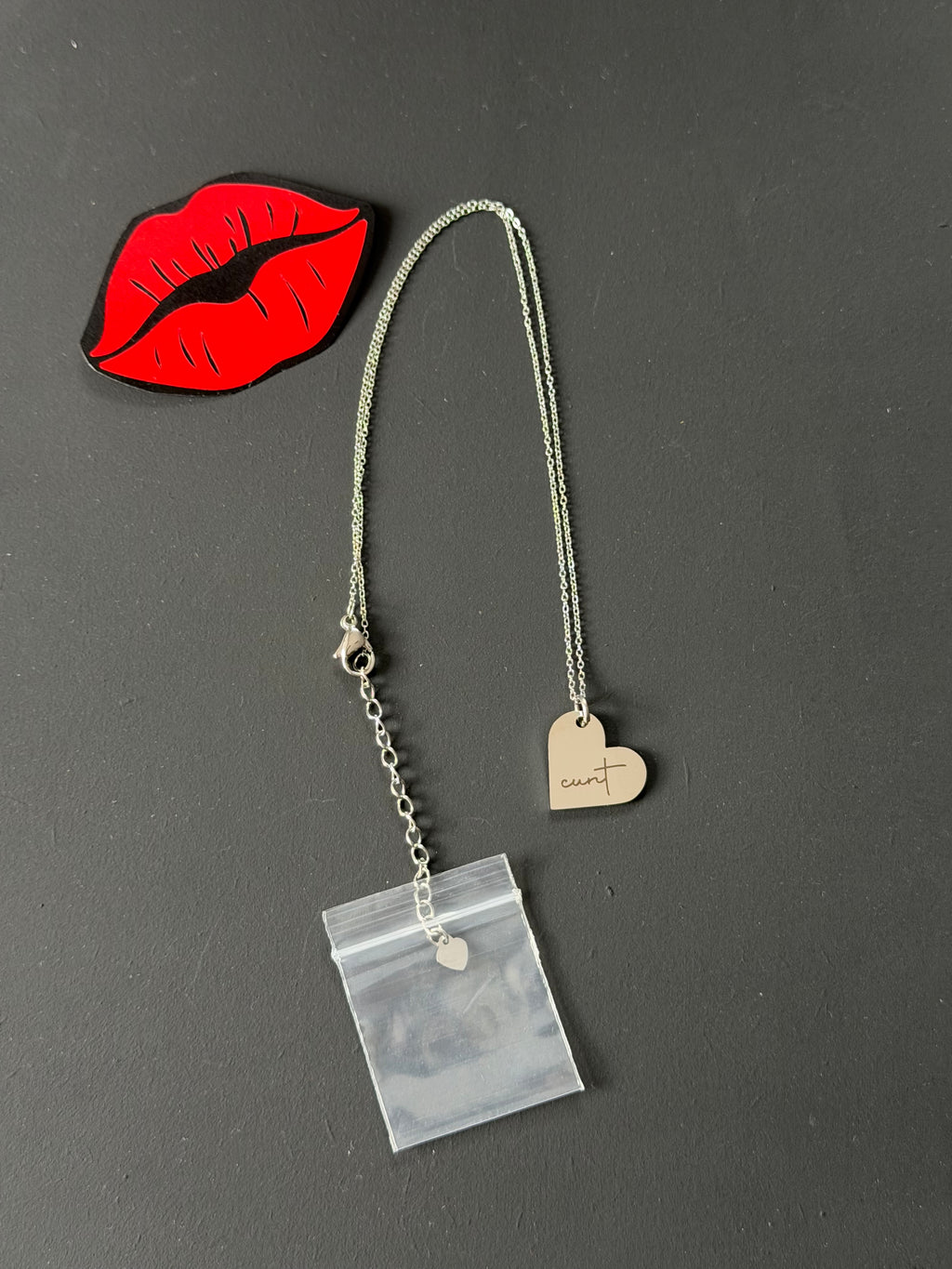 Engraved Cunt Necklace - Gold or Silver, Heart or Round Pendant