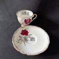 Drink up, Cunt Funny Vintage Bone China Cup & Saucer, Hand Decorated Sweary Tea Cup, Dark Humour Decor Home Decor