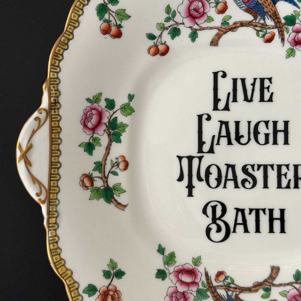 Live Laugh Toaster Bath Vintage Aynsley Bone China Large Plate