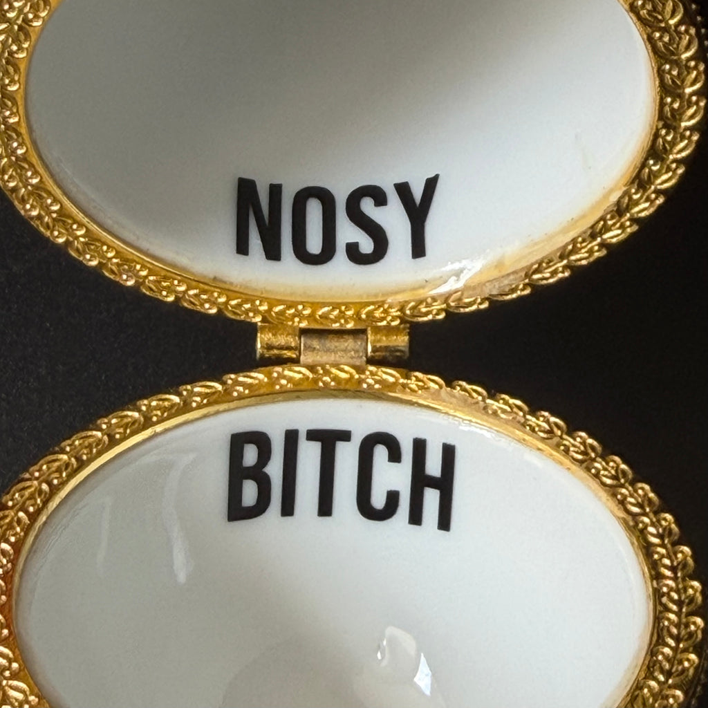 Nosy Bitch Vintage Porcelain Egg Trinket Box