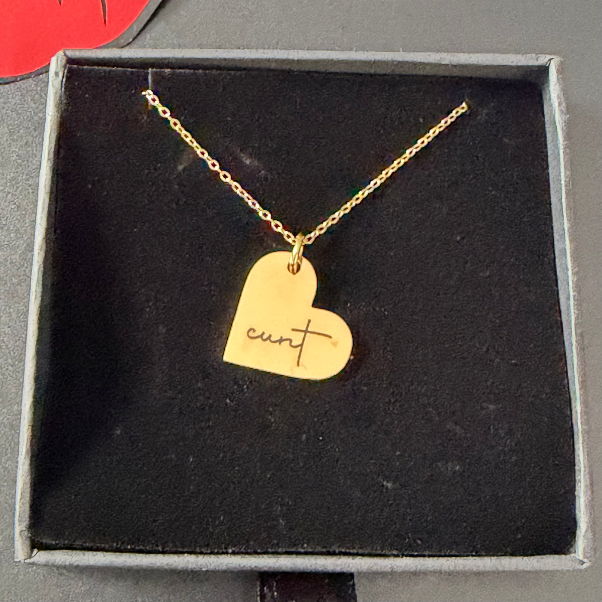 Engraved Cunt Necklace - Gold or Silver, Heart or Round Pendant