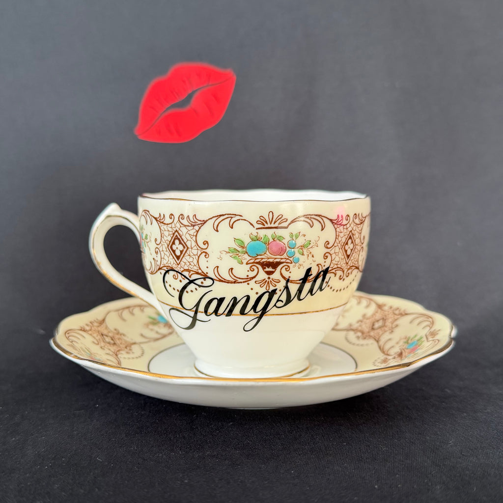 Gangsta Vintage China Statement Cup & Saucer, Home Decor