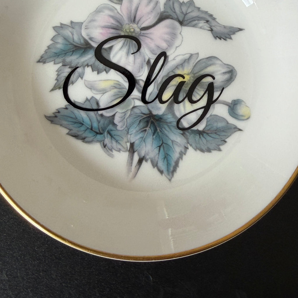 Slag Mini Trinket Dish, Royal Worcester Bone China, Funny Ring Dish