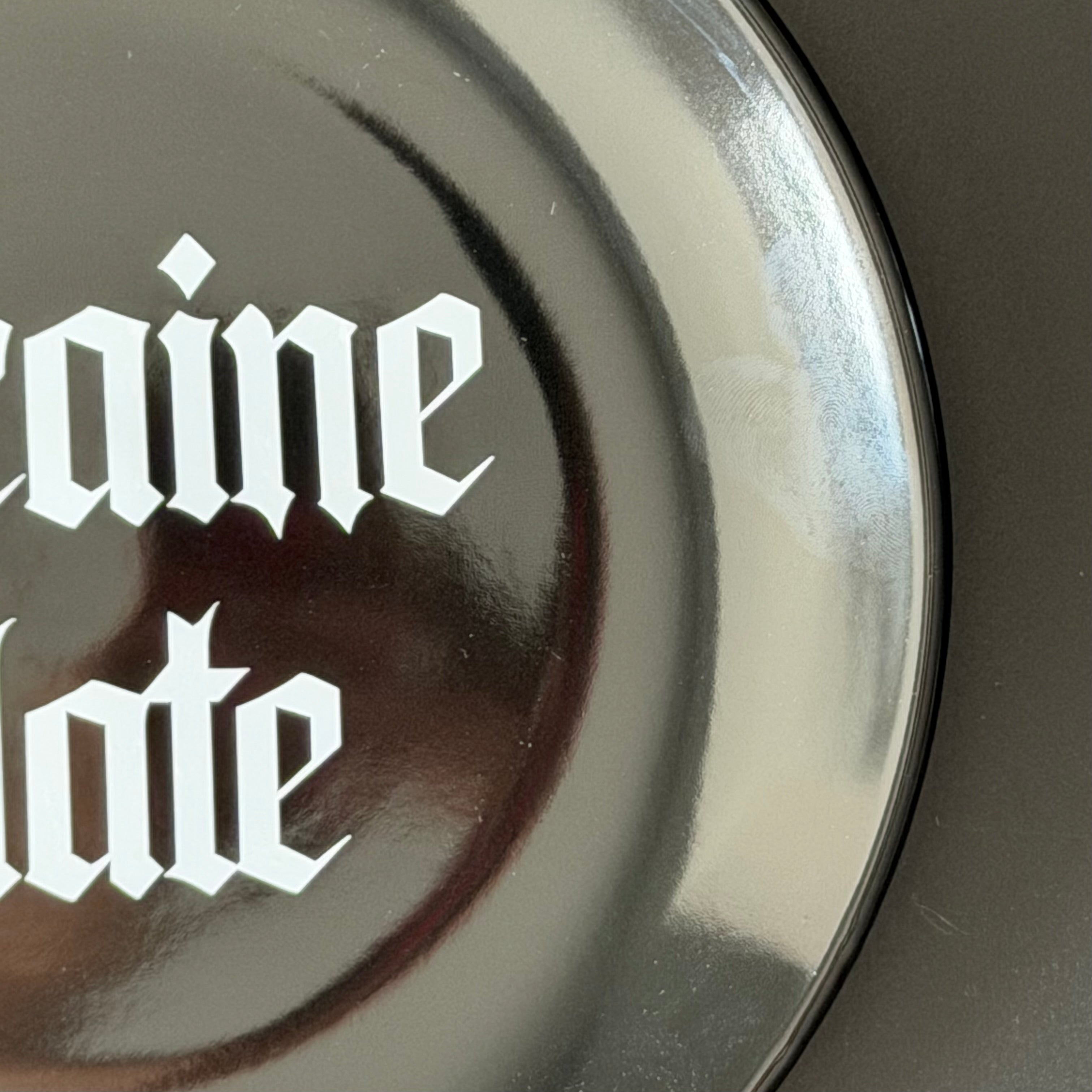 Cocaine Plate, Black Ceramic Plate Decorative Gothic Font