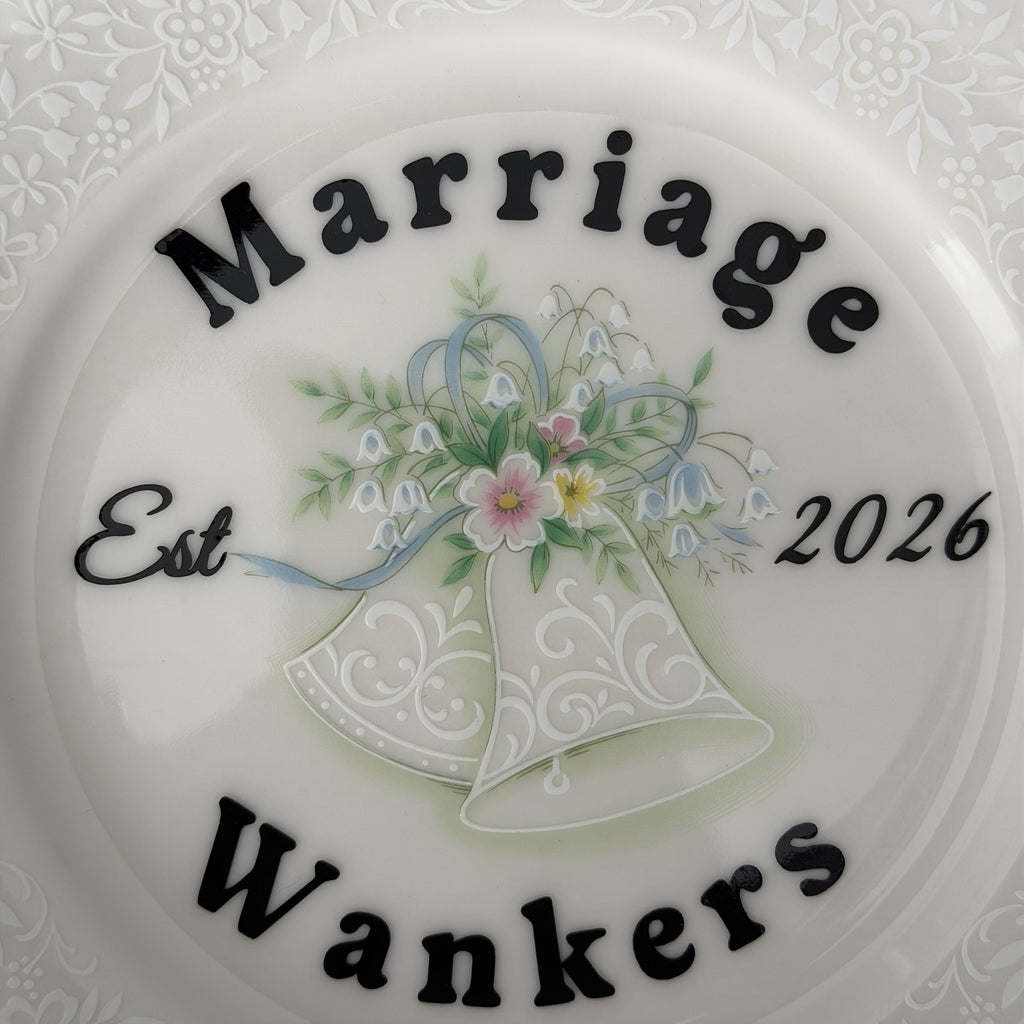 "Marriage Wankers" Personalised Wedding Plate | Funny Sweary Gift