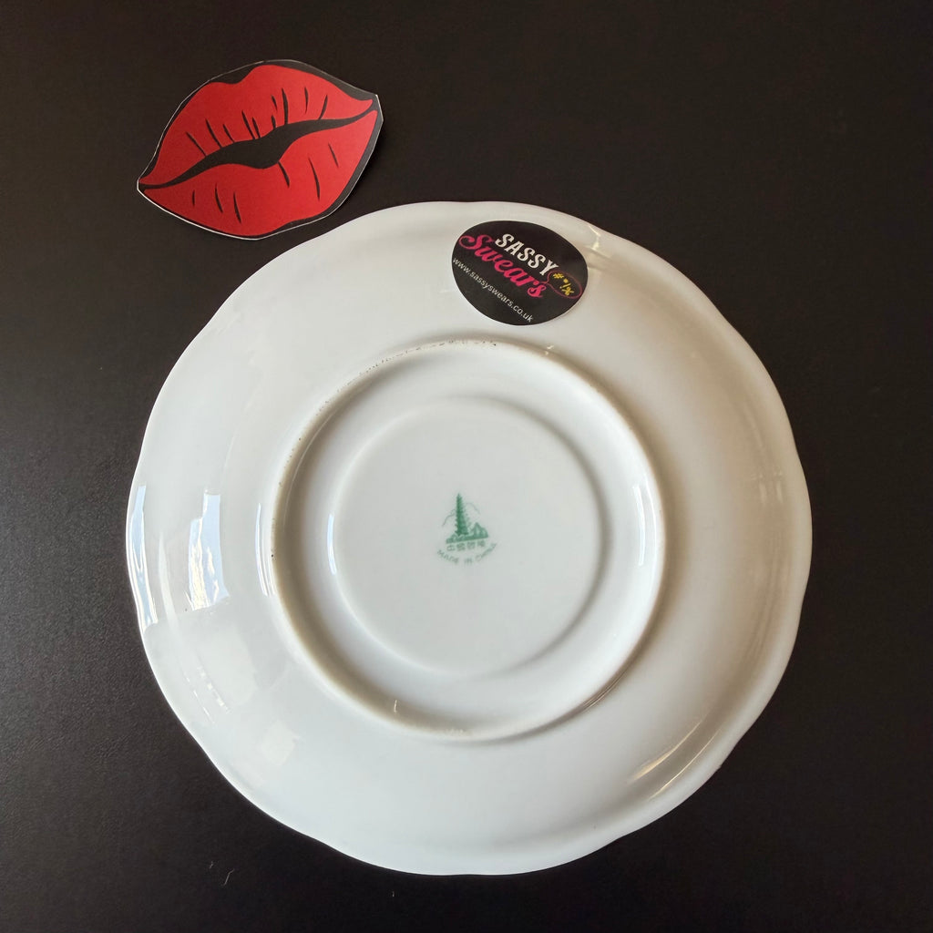 Minge Vintage Bone China Saucer, Funny Sweary Upcycled China Plate