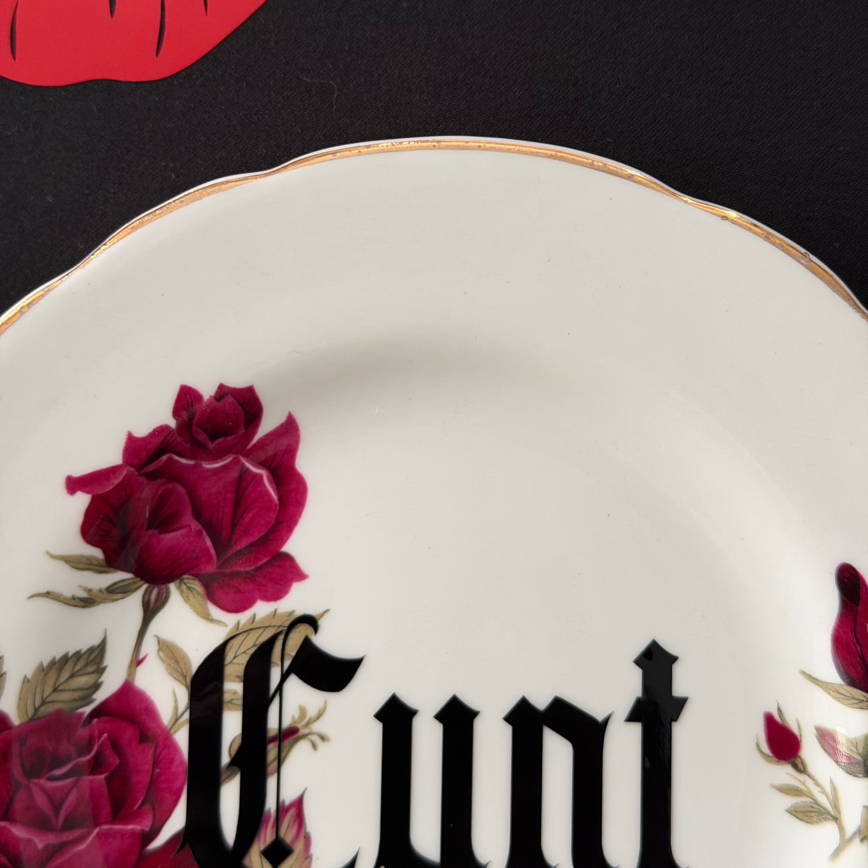 Cunt, Hand Decorated Vintage Bone China Plate, Decorative Gift, Home Decor
