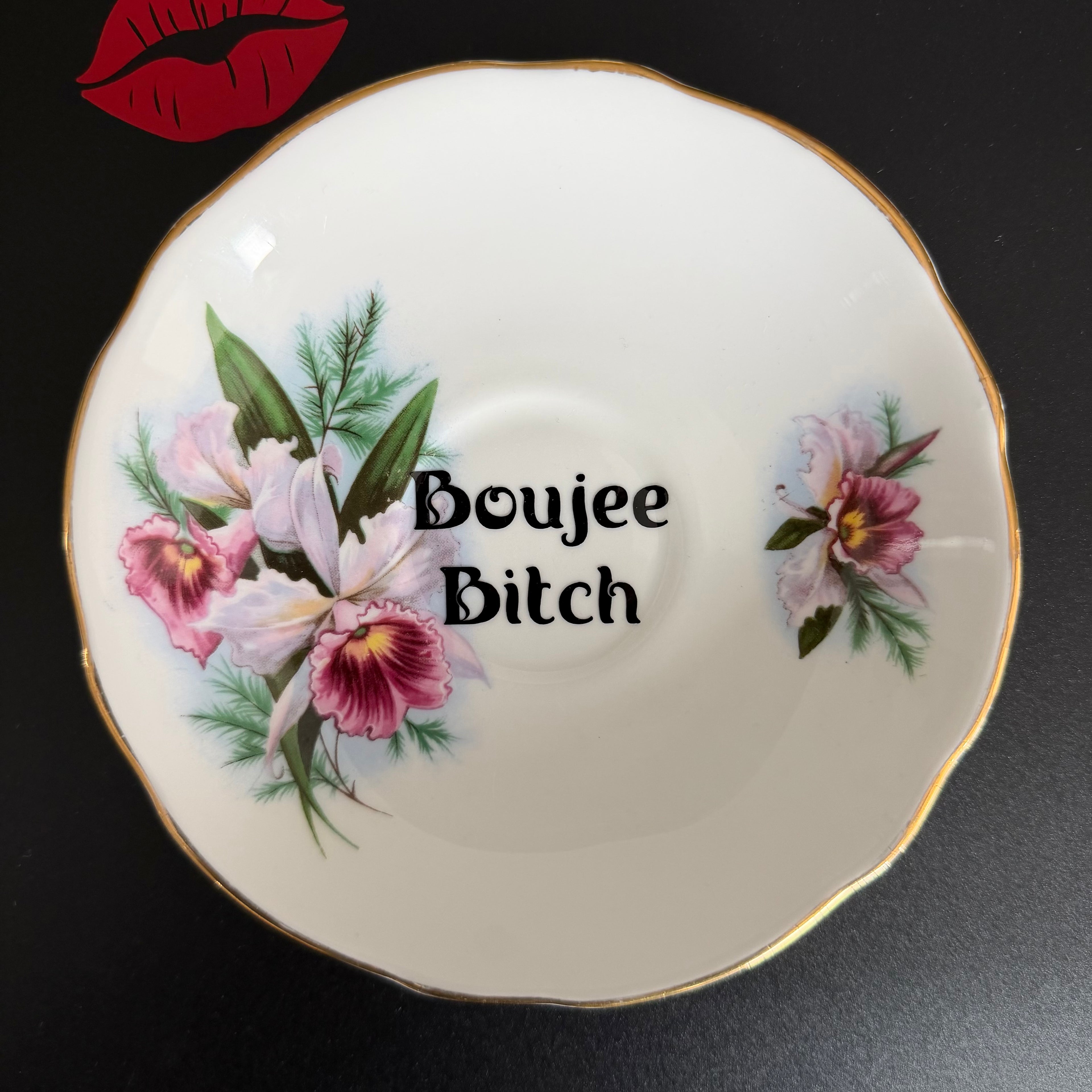 Boujee Bitch Floral Vintage Plate | Duchess Bone China | Sassy Statement Decor