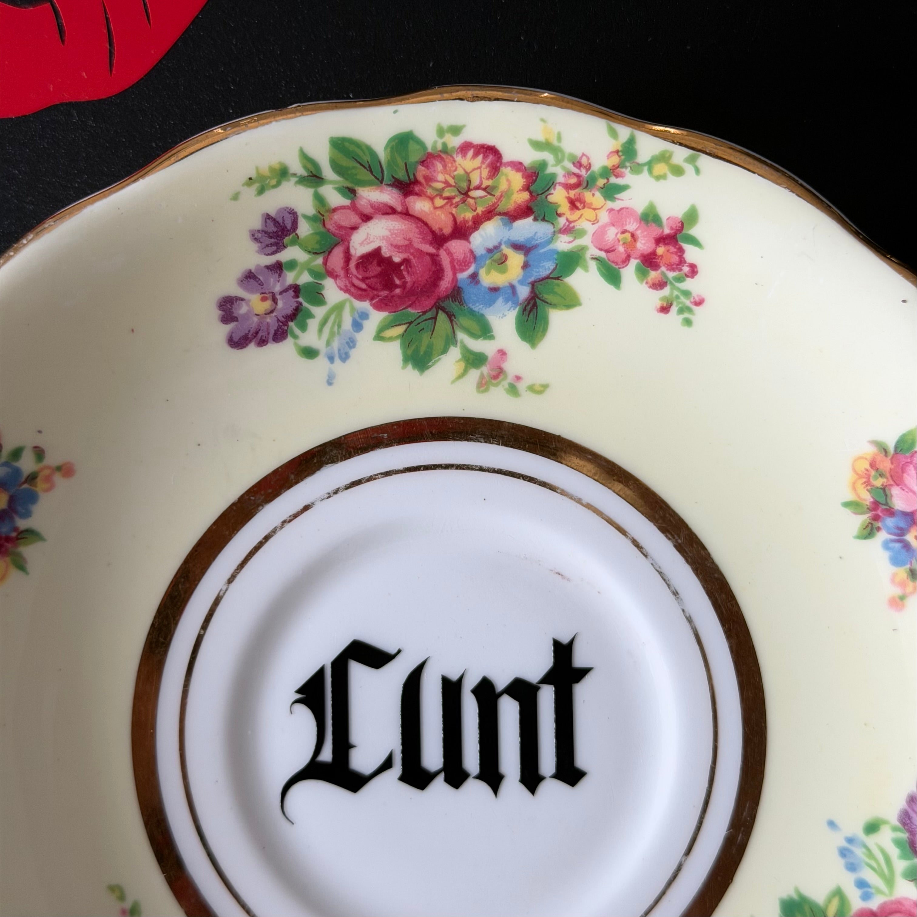 Cunt Vintage Bone China Gothic Saucer Plate