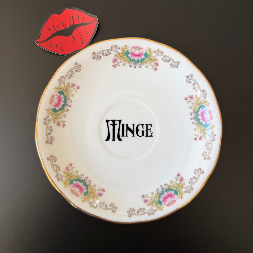 Minge Vintage Bone China Saucer, Funny Sweary Upcycled China Plate