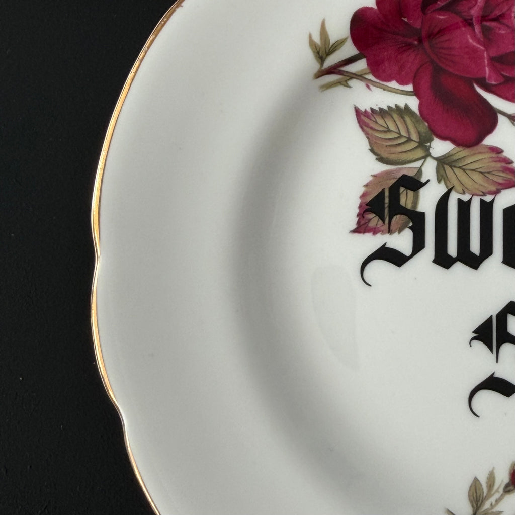 Sweet as Sin / Dark as Fuck - Set of 2 Vintage Sweary Bone China Plates