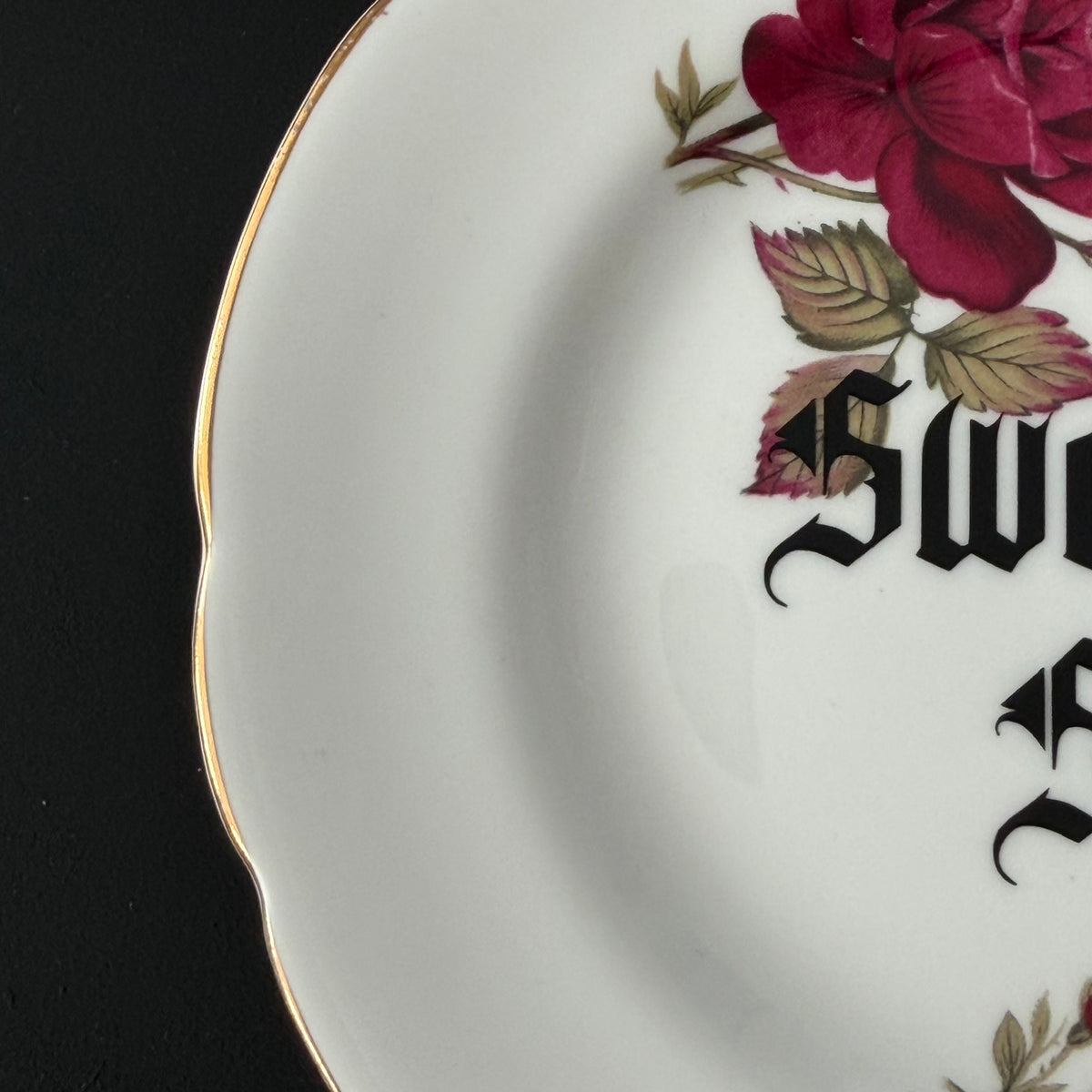 Sweet as Sin / Dark as Fuck - Set of 2 Vintage Sweary Bone China Plates