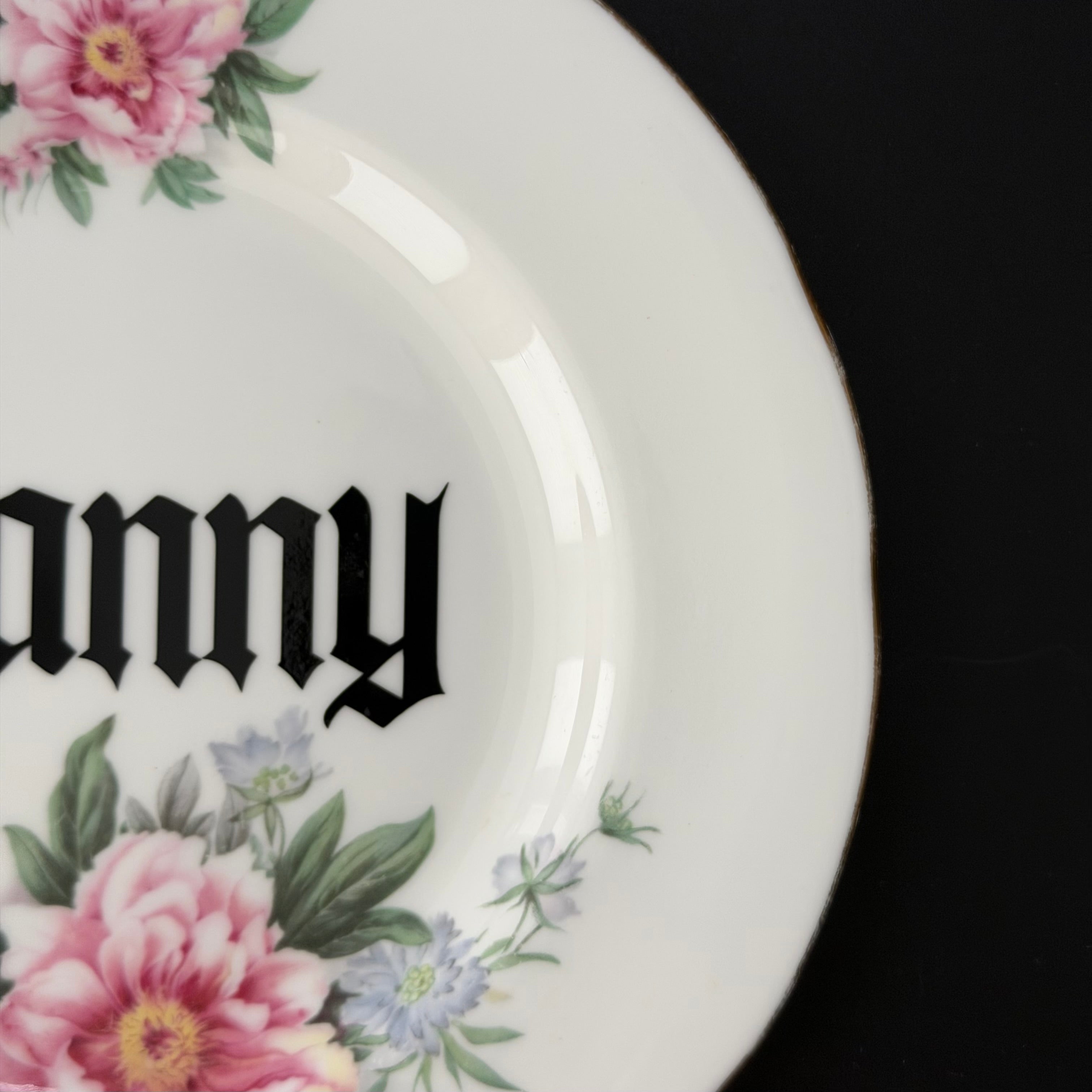 Fanny, Gothic Style Upcycled Vintage Bone China Plate