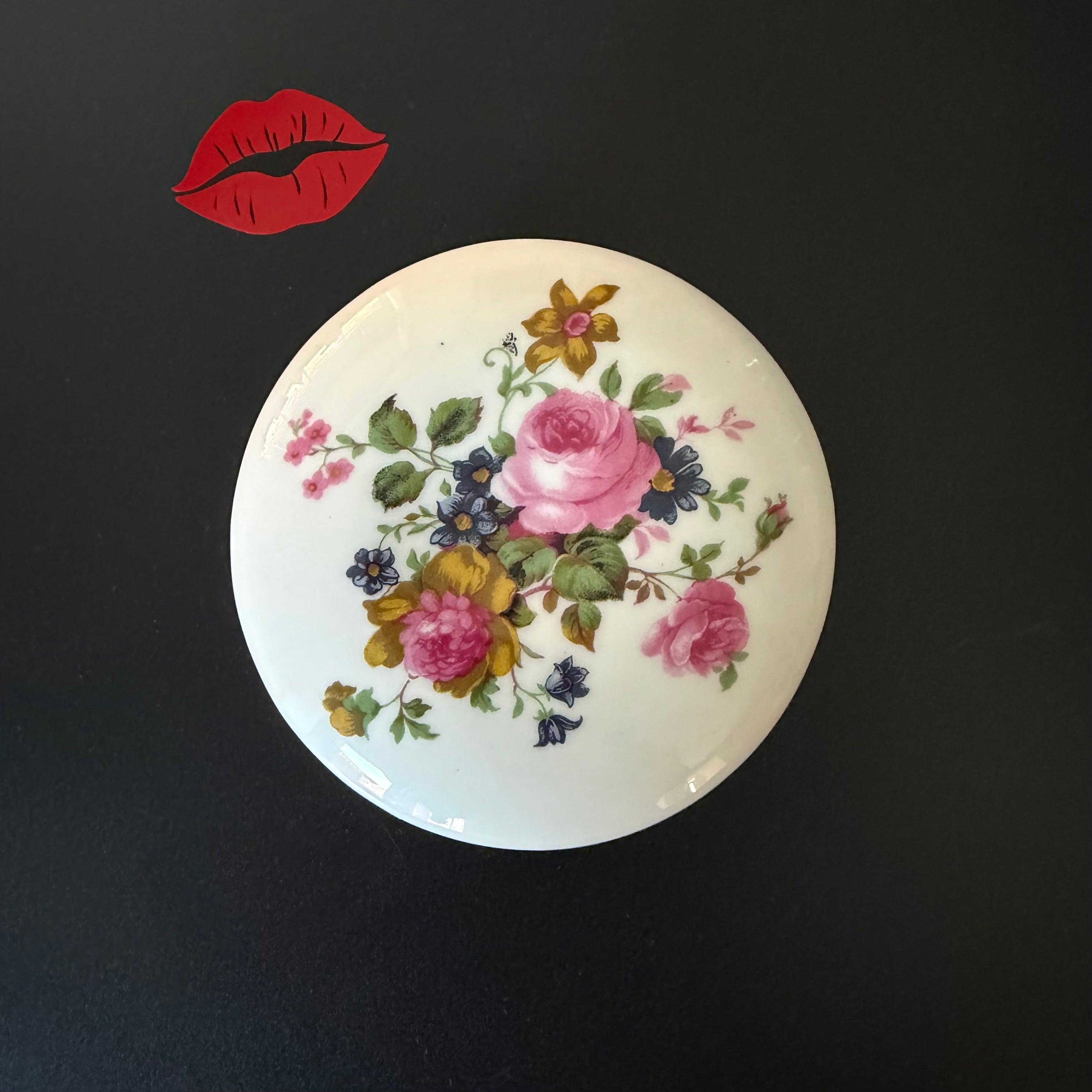 Nosy Bitch Upcycled Floral Vintage Trinket Dish with Lid, Funny Sweary Gift