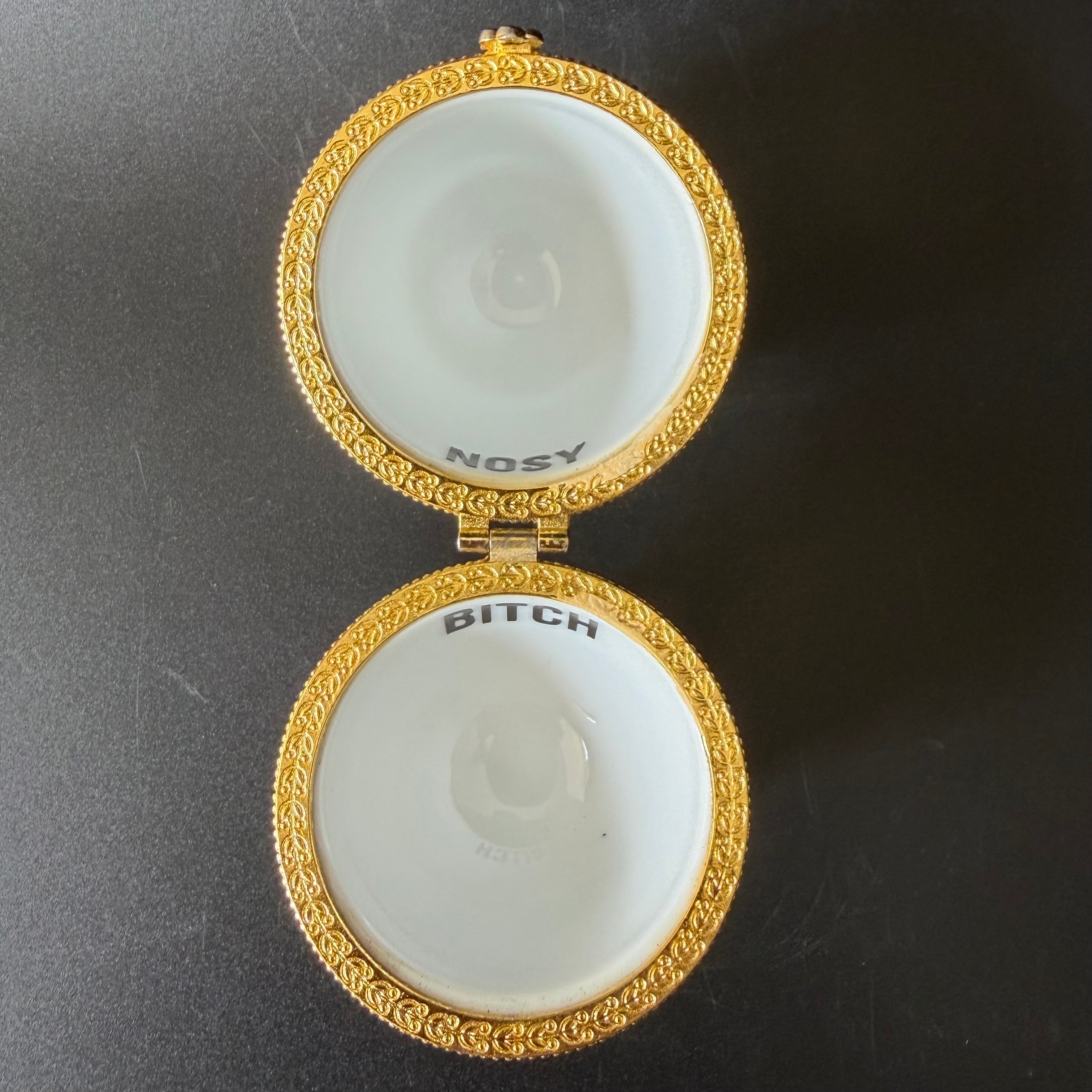 Nosy Bitch Vintage Porcelain Egg Trinket Box