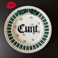 Cunt Gothic Plate, Vintage Ribbon Edge Plate, Dark Humour Home Decor