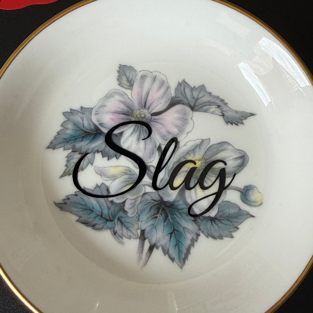 Slag Mini Trinket Dish, Royal Worcester Bone China, Funny Ring Dish