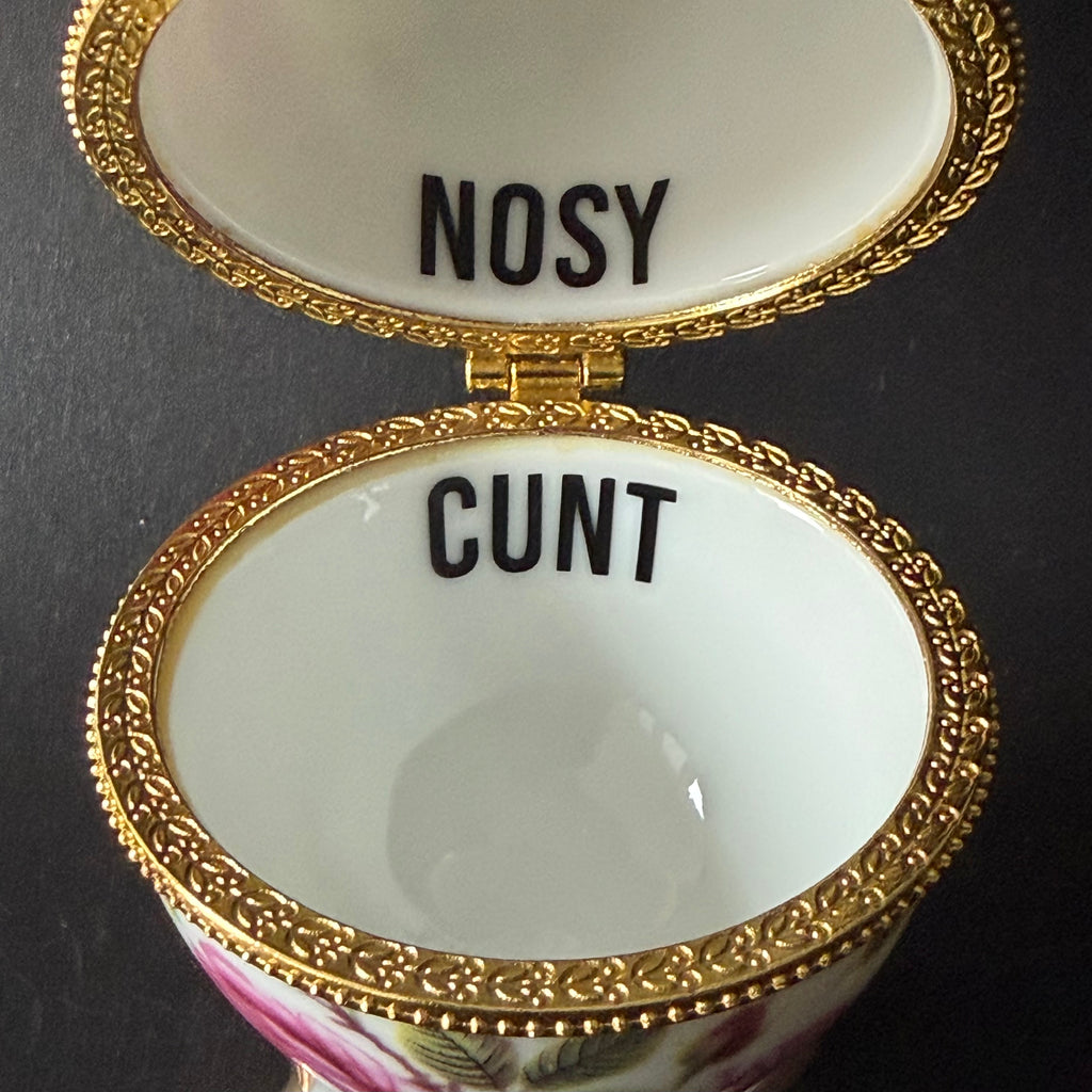 Nosy Cunt Vintage Porcelain Egg Trinket Box
