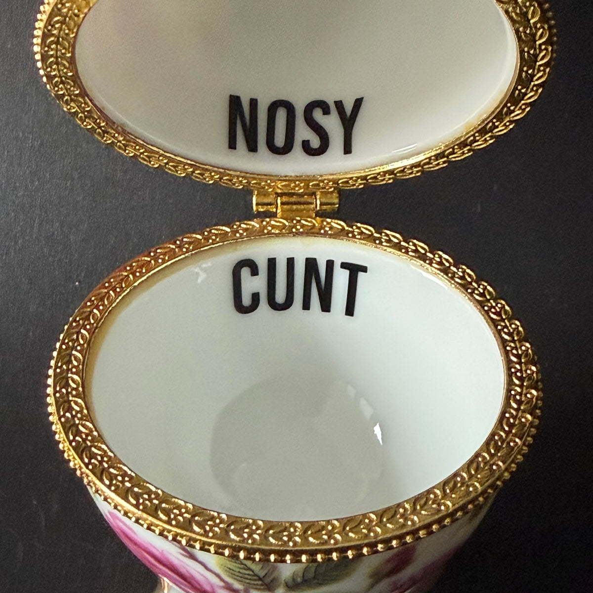 Nosy Cunt Vintage Porcelain Egg Trinket Box