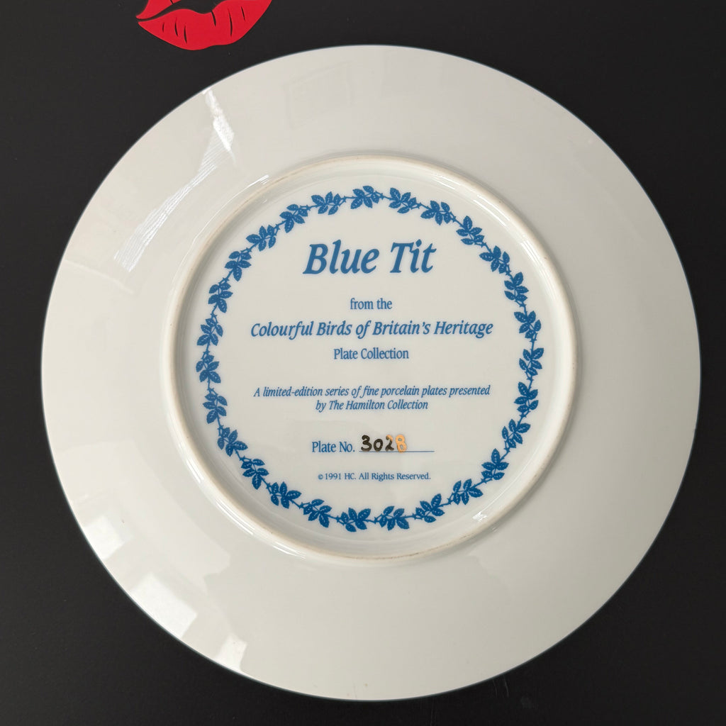 Nice Tits, Hand Decorated Vintage Porcelain Blue Tit Plate, Decorative Gift, Home Decor