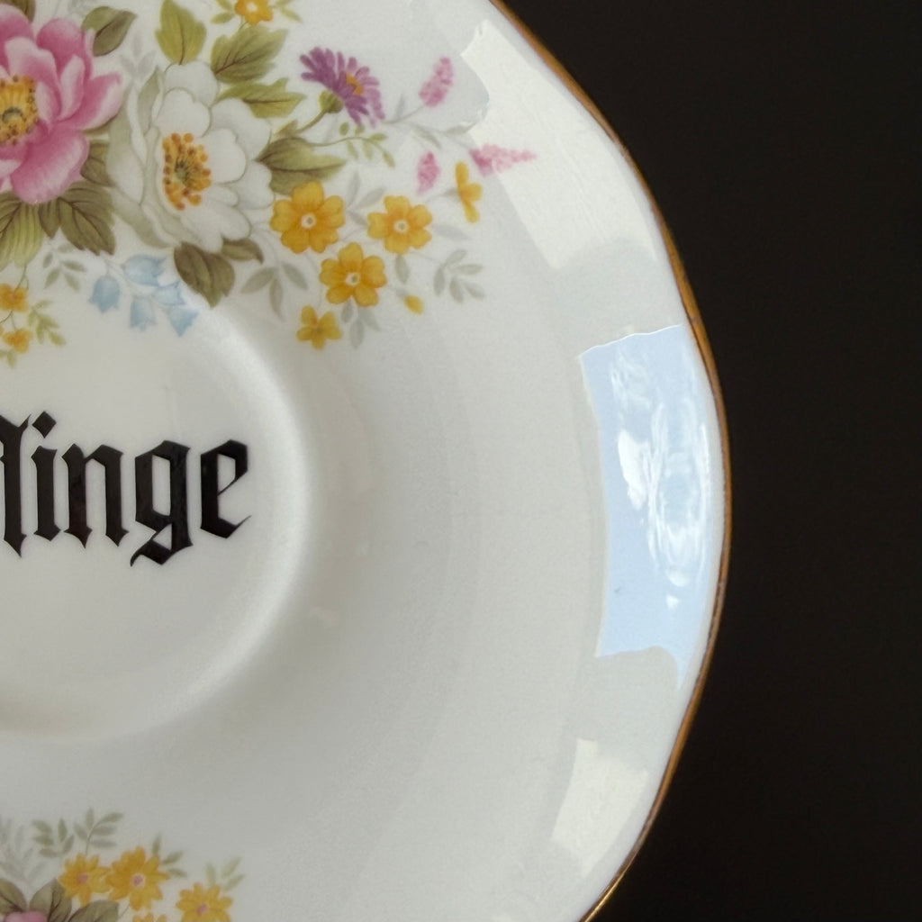 Minge Vintage Duchess Bone China Saucer, Funny Sweary Upcycled China Plate