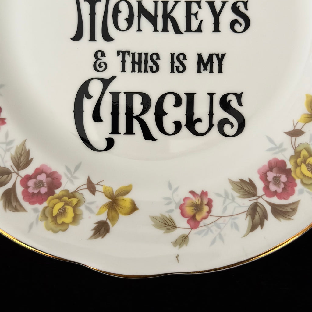 Turns Out These Are My Monkeys – Vintage Upcycled China Plate, Funny Mum Gift