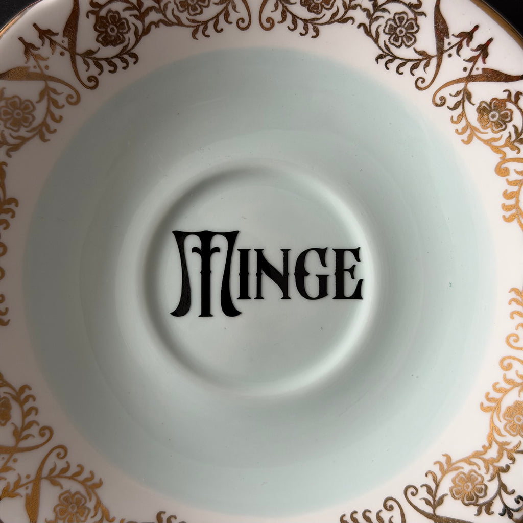 Minge Vintage Bone China Saucer, Funny Sweary Upcycled China Plate