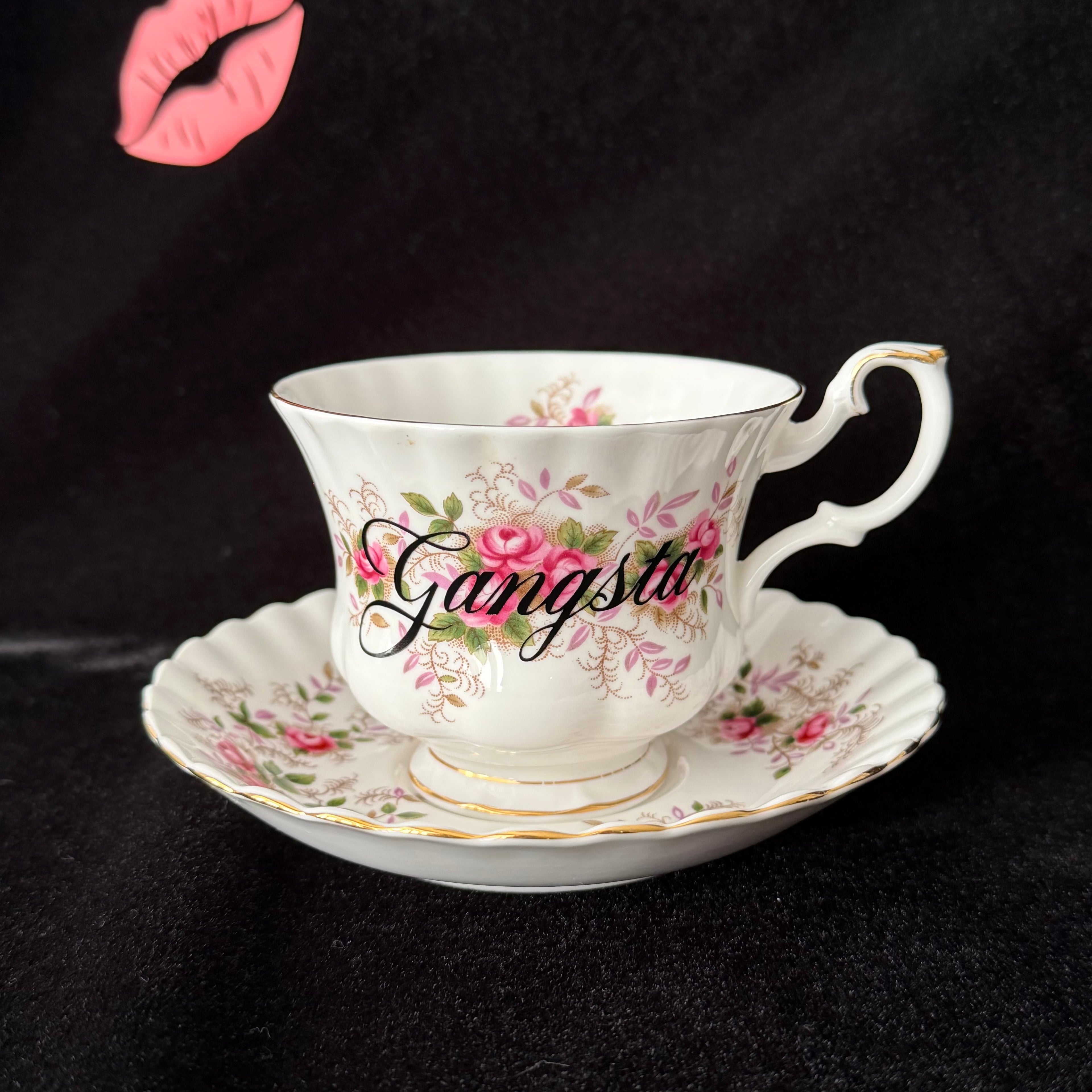 Gangsta Vintage Royal Albert Bone China Statement Cup & Saucer, Home Decor
