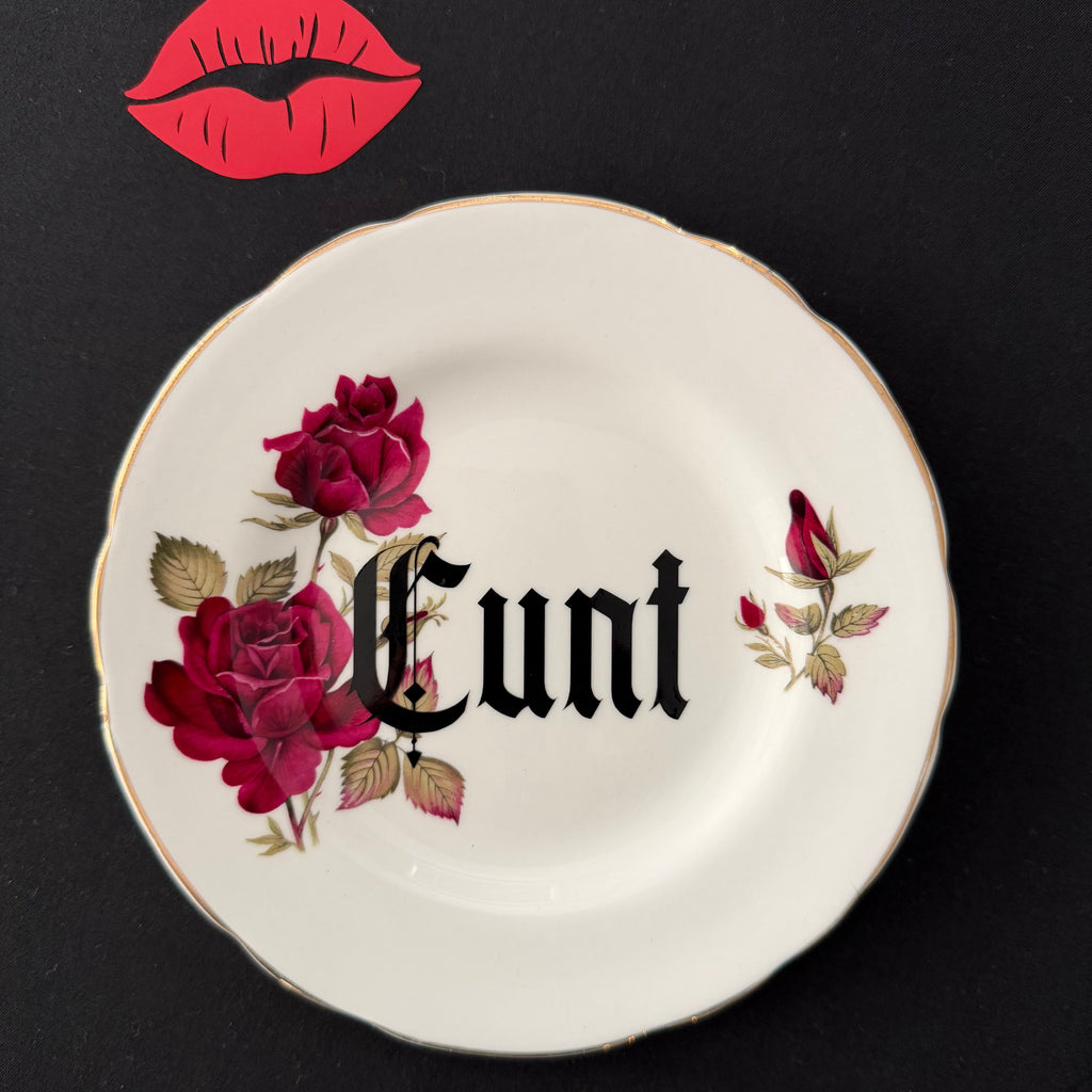 Cunt, Hand Decorated Vintage Bone China Plate, Decorative Gift, Home Decor