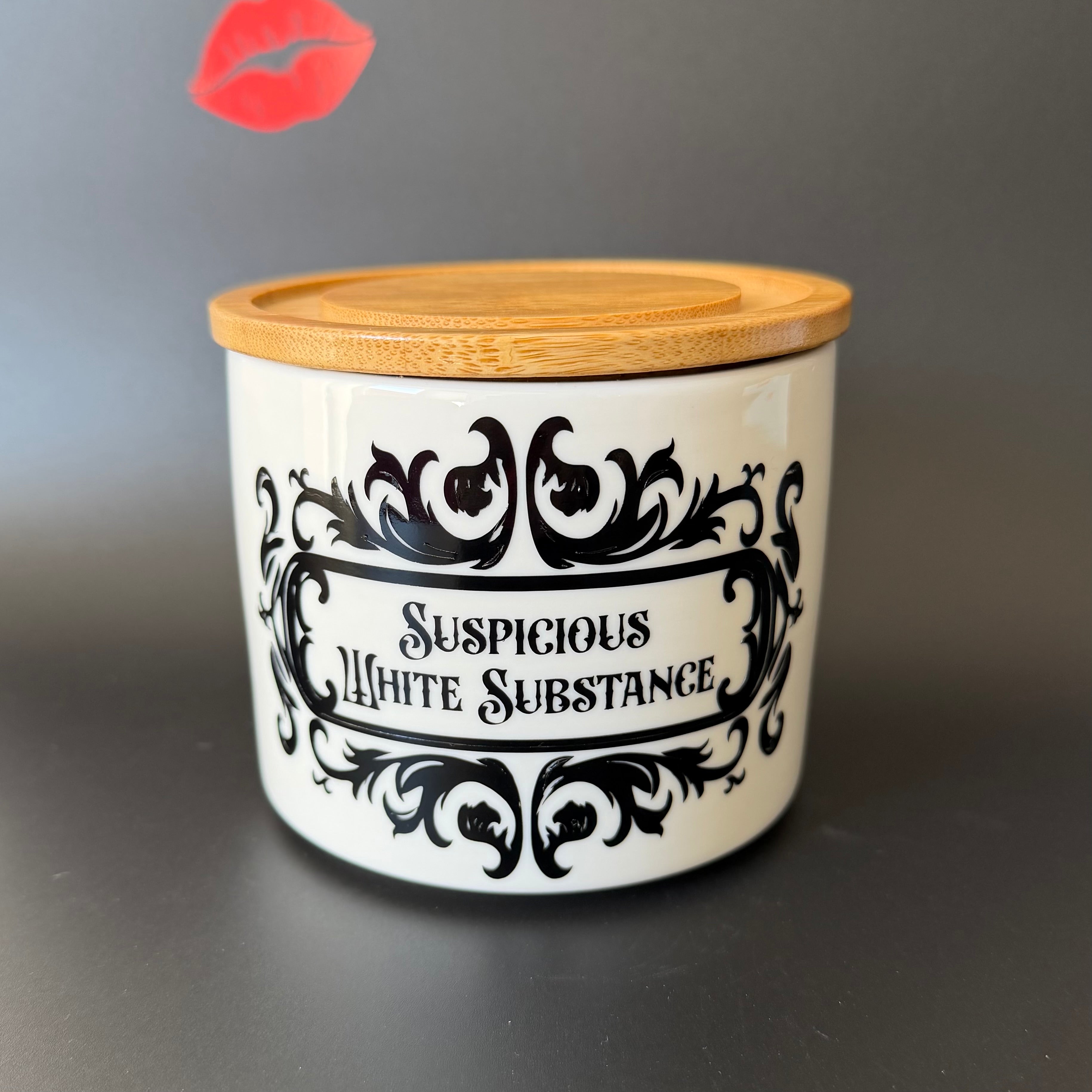 "Suspicious White Substance" Ceramic Storage Canister | Funny Kitchen Jar