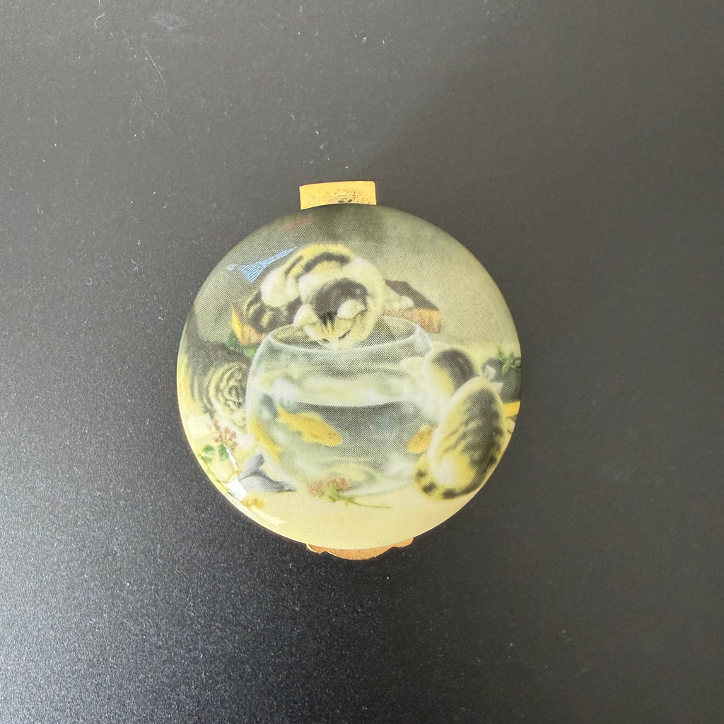 Vintage Cat Trinket Box, Hidden Message Cunt inside, Falcon China, Kitsch Meets Chaos