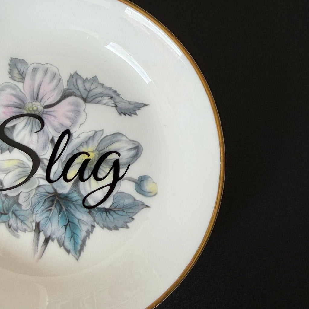 Slag Mini Trinket Dish, Royal Worcester Bone China, Funny Ring Dish